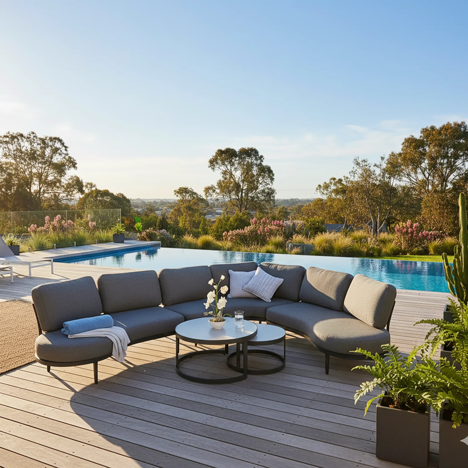 Aberdeen 5 Seater Aluminium Outdoor Lounge with Ancona Coffee Table - Image 2