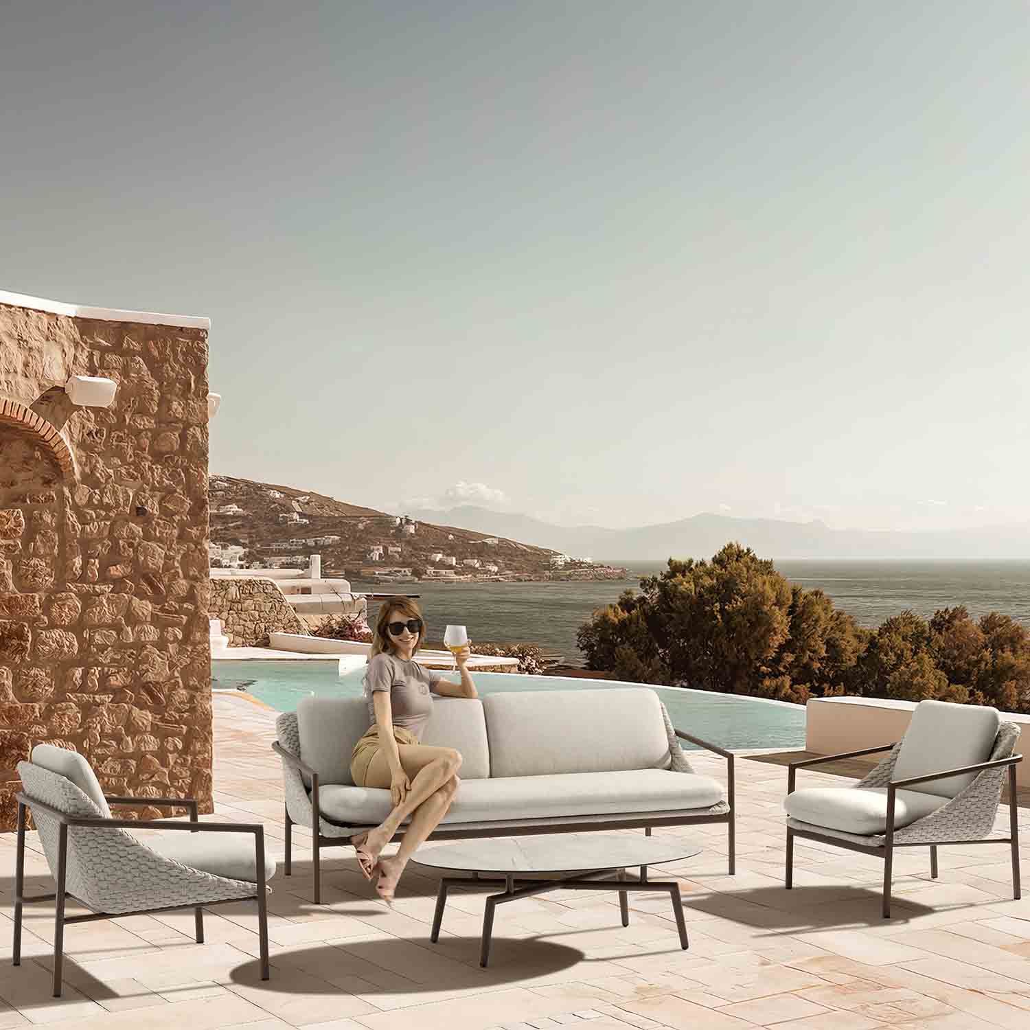 Adeline Rope Outdoor 3 Seater Lounge - Image 4