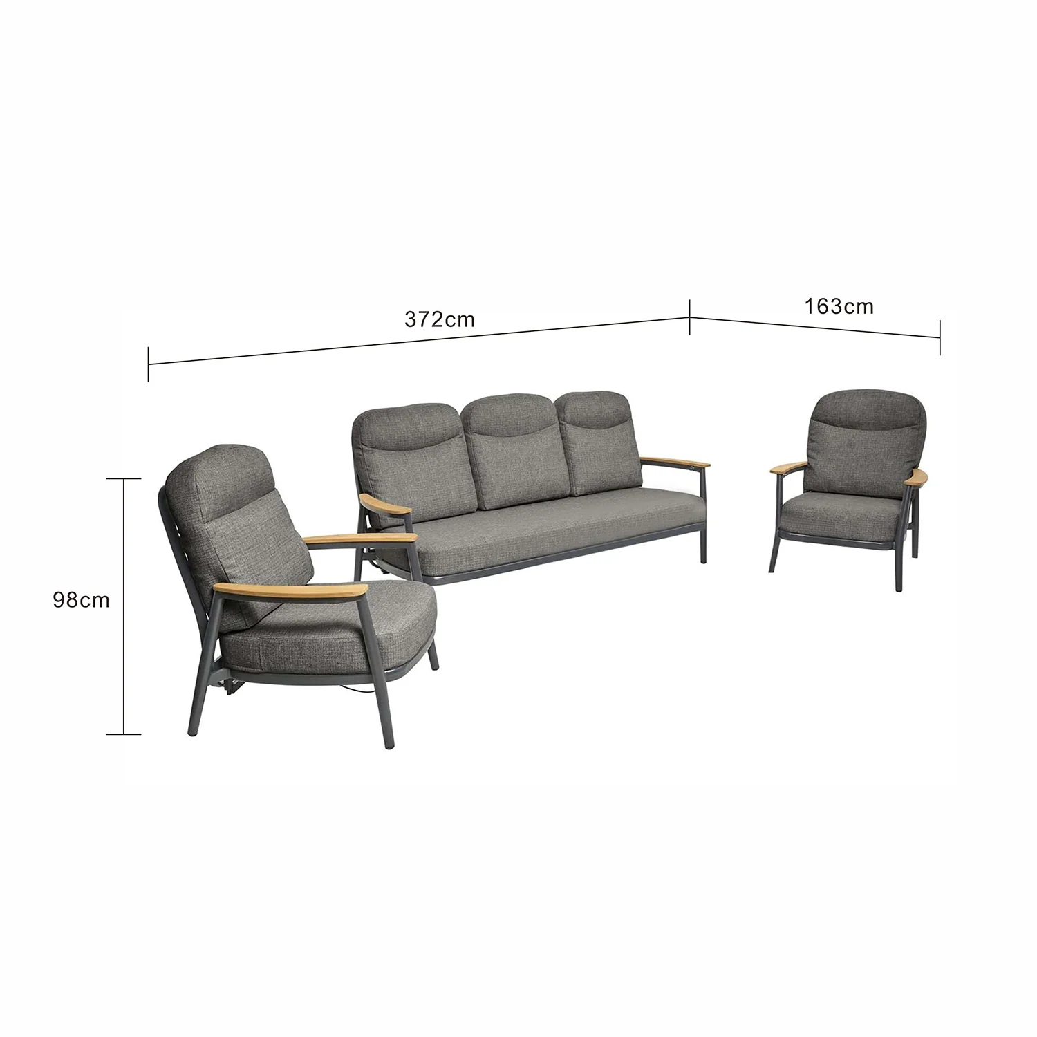 Anchorage 5 Seater Outdoor Aluminium Recliner Lounge - Image 7
