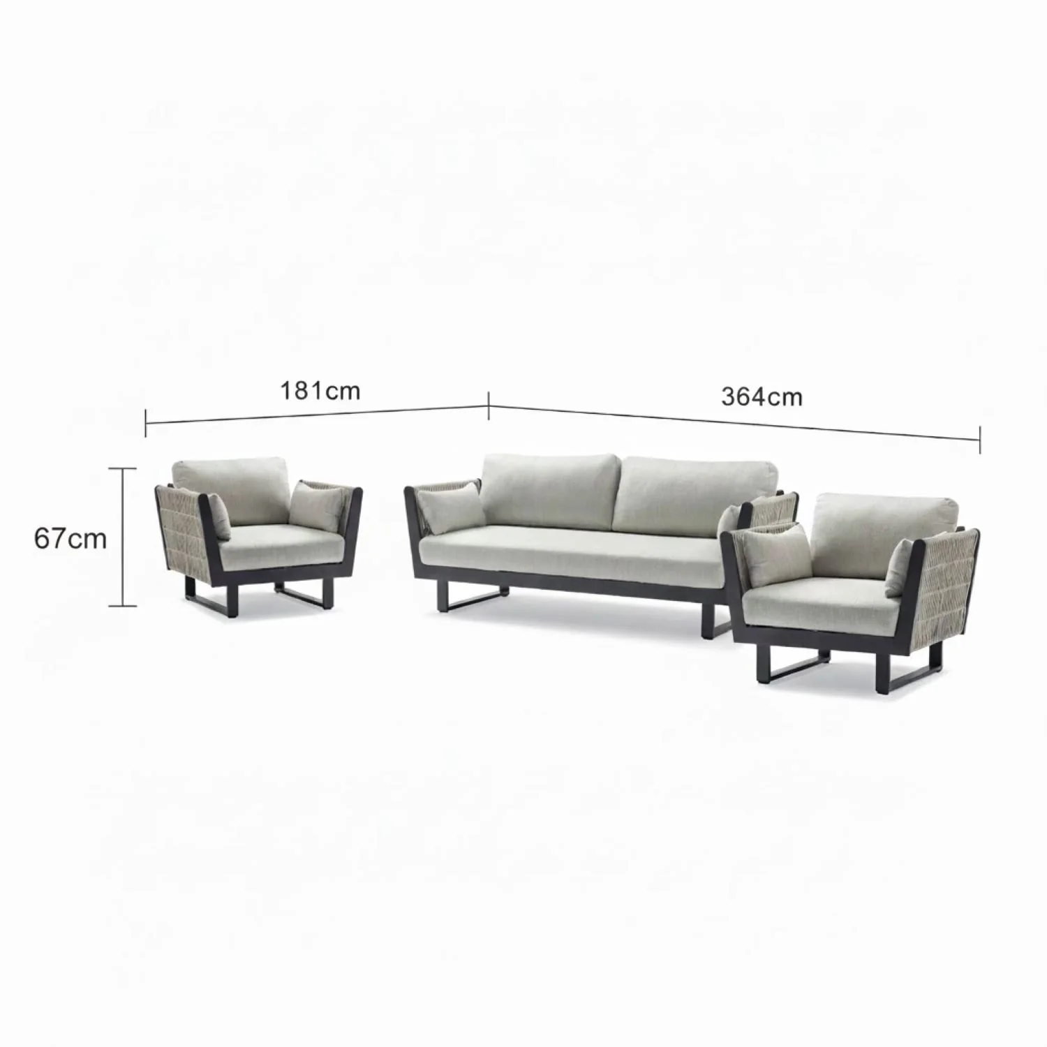 Breeze 4 Seater Outdoor Rope Lounge Setting - Image 5
