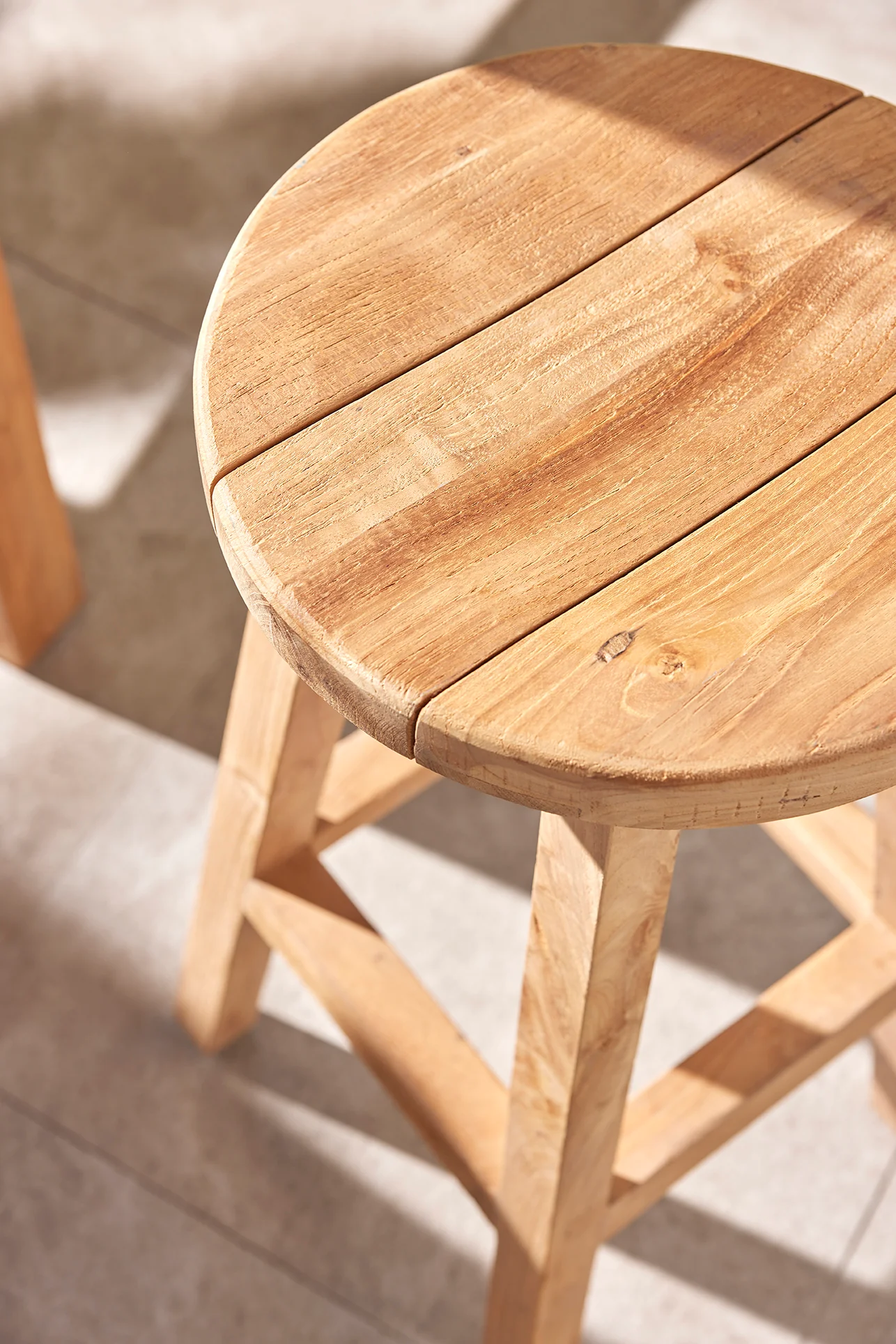 Cara Round Outdoor Teak Stool - Image 4