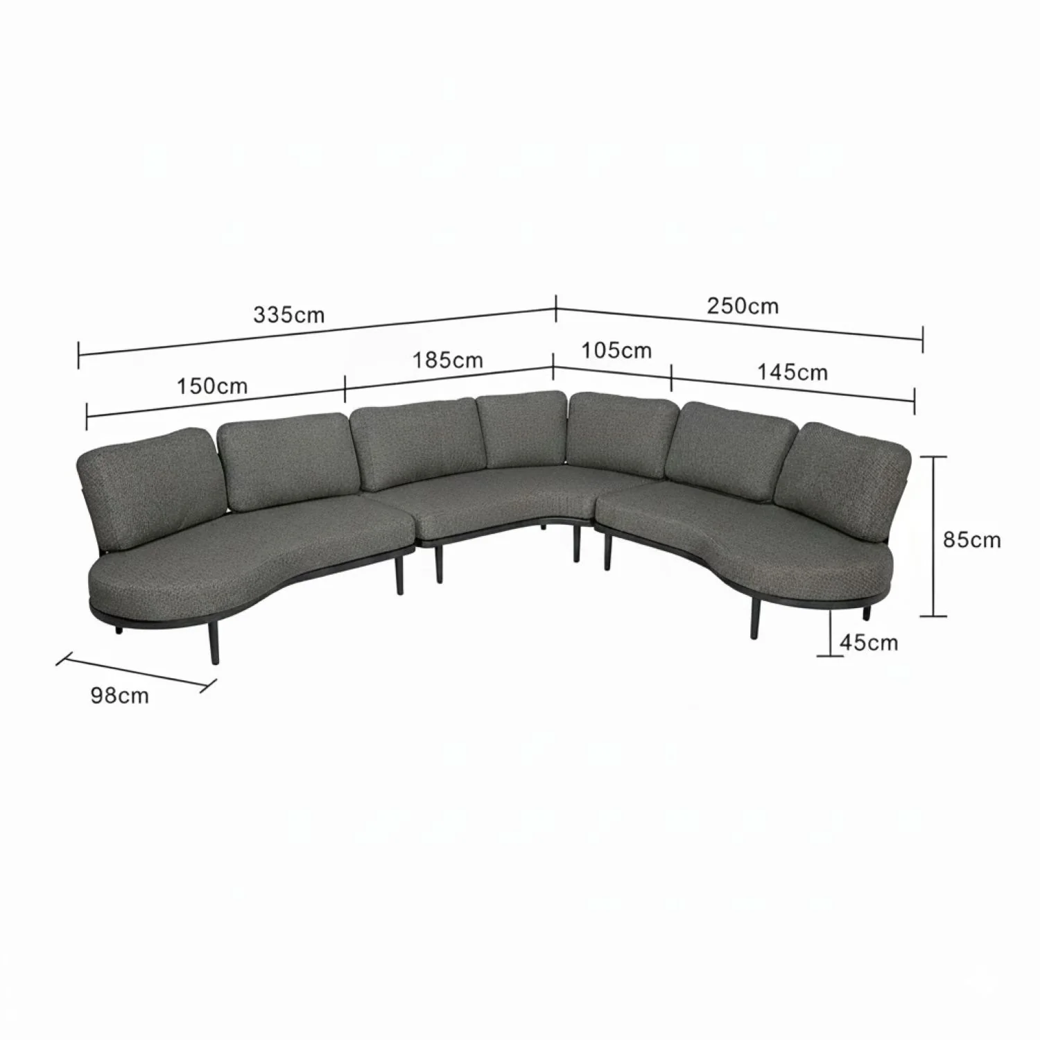[Clearance] Aberdeen 5 Seater Aluminium Outdoor Lounge at Brisbane (BNE) QLD Warehouse Only - Image 6