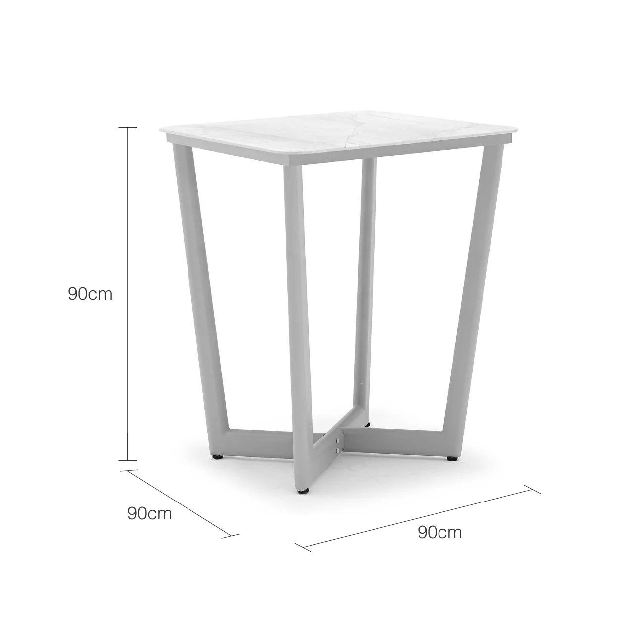 Colwood Outdoor Aluminium Square Bar Table with Ceramic Glass Top 90 cm - Image 4