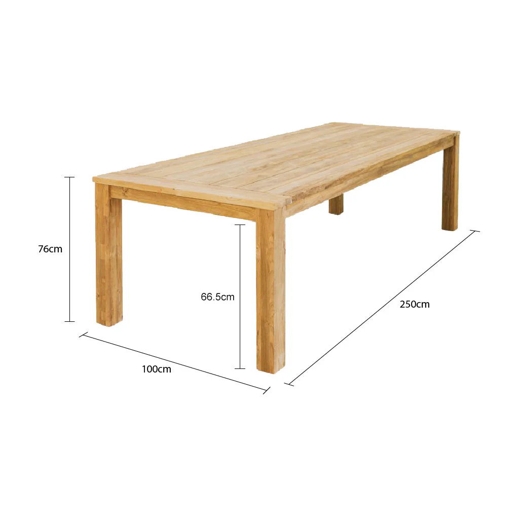 [Clearance] Polly Outdoor Recycled Teak Dining Table 250cm at Brisbane (BNE) QLD Warehouse Only - Image 6