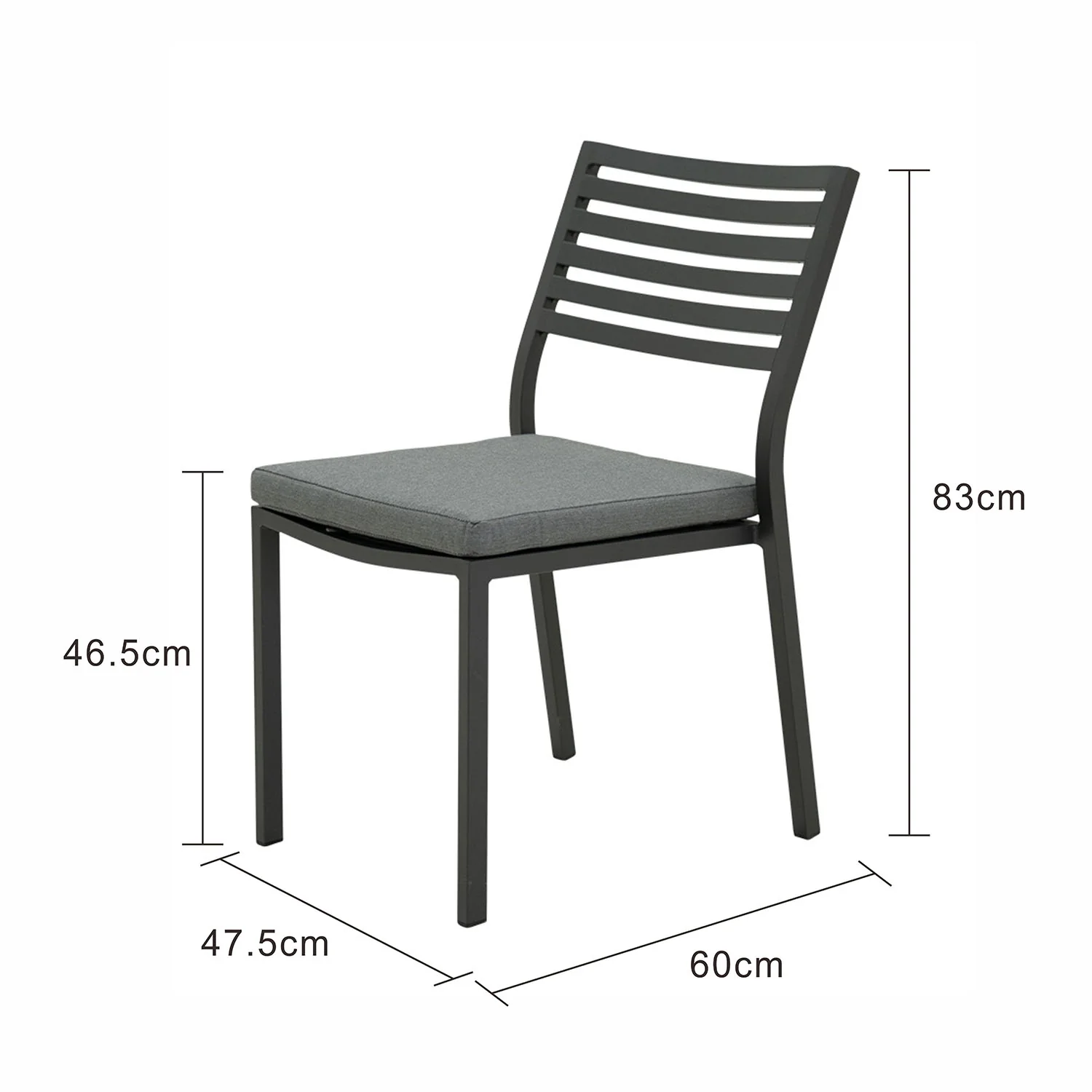 Coda Aluminium Outdoor Armless Dining Chair with Cushion - Image 13
