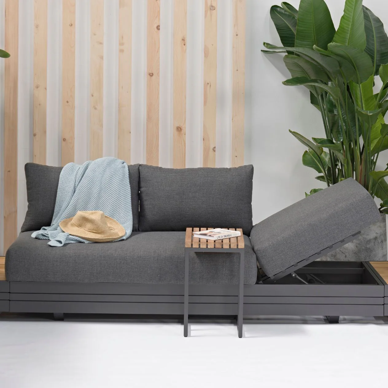 [Clearance] Last One Hannover 3 Seater Outdoor Aluminium Lounge With Sunlounger Feature at Nunawading (NWD) VIC Store Only - Image 2