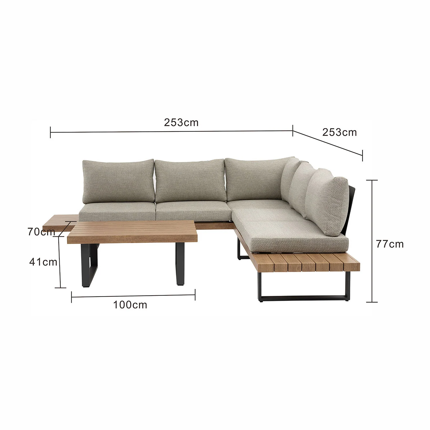 Vancouver 5 Seater Aluminium Outdoor Modular Lounge With Coffee Table 100 cm - Image 12