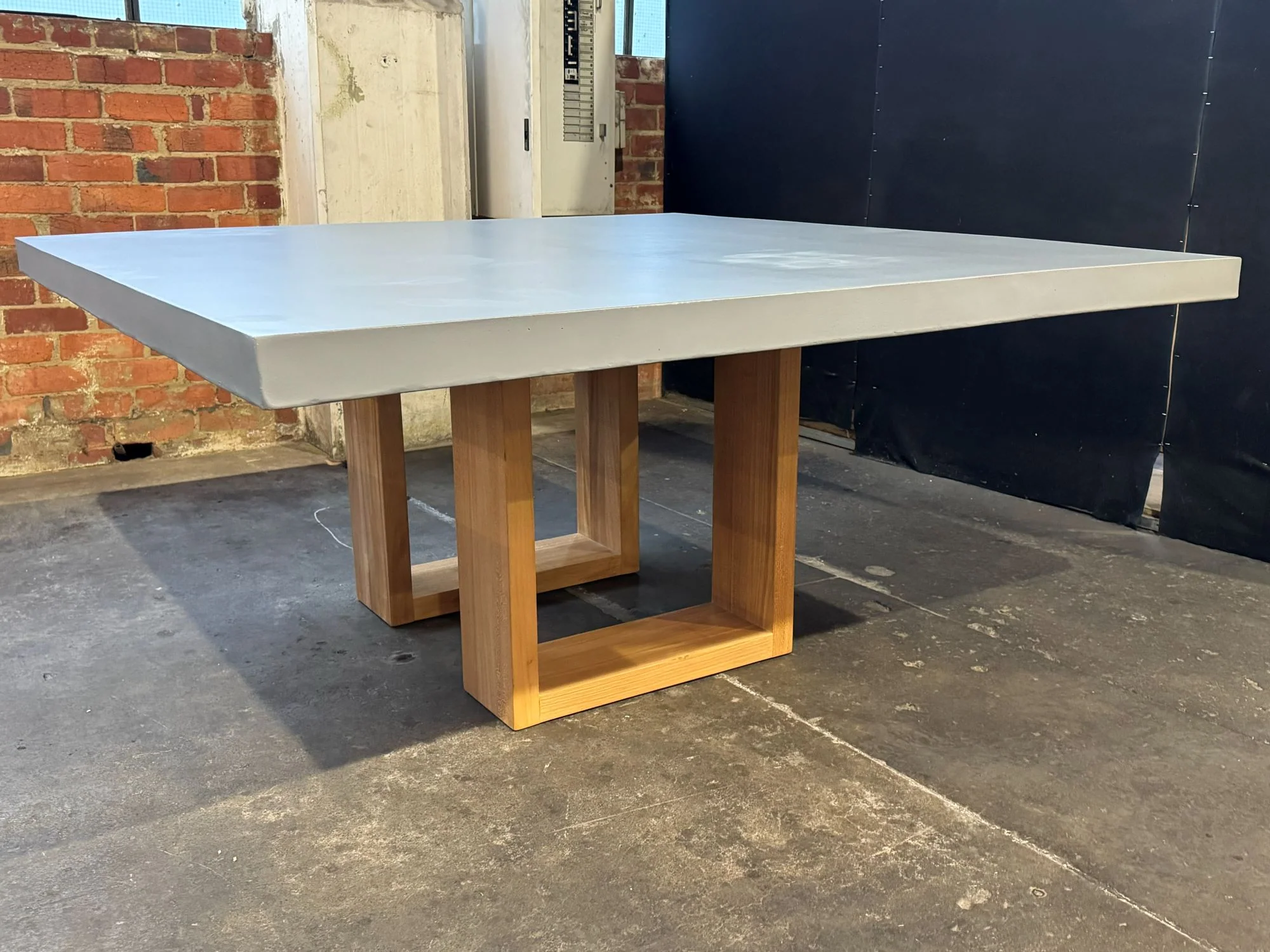 [Clearance] Last One Zen Outdoor Concrete Dining Table 160 cm With Teak U Shape Leg at Moorabbin (MOR) VIC Store Only