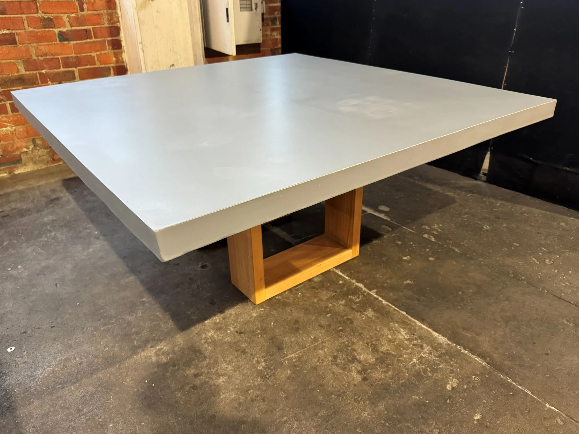 [Clearance] Last One Zen Outdoor Concrete Dining Table 160 cm With Teak U Shape Leg at Moorabbin (MOR) VIC Store Only - Image 2