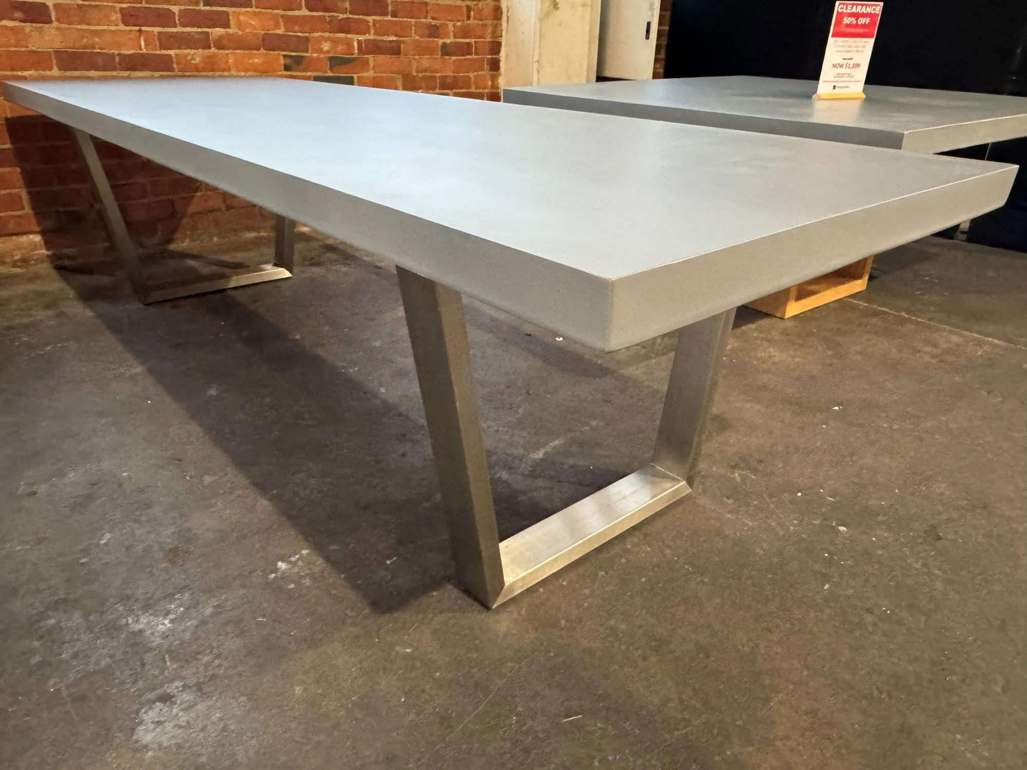 [Clearance] Last One Zen Outdoor Concrete Dining Table 300 cm With Stainless Trapezoid Shape Leg at Moorabbin (MOR) VIC Store Only
