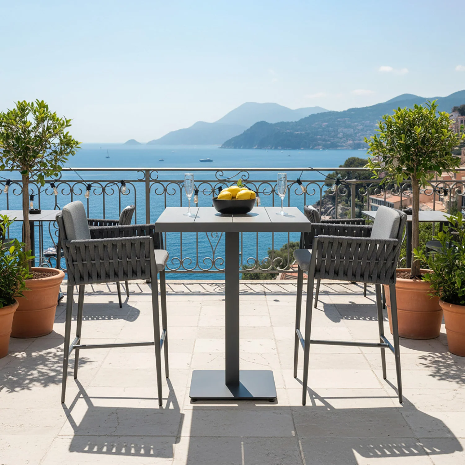 Clifton Outdoor Ceramic Square Bar Table 80 cm - Image 2