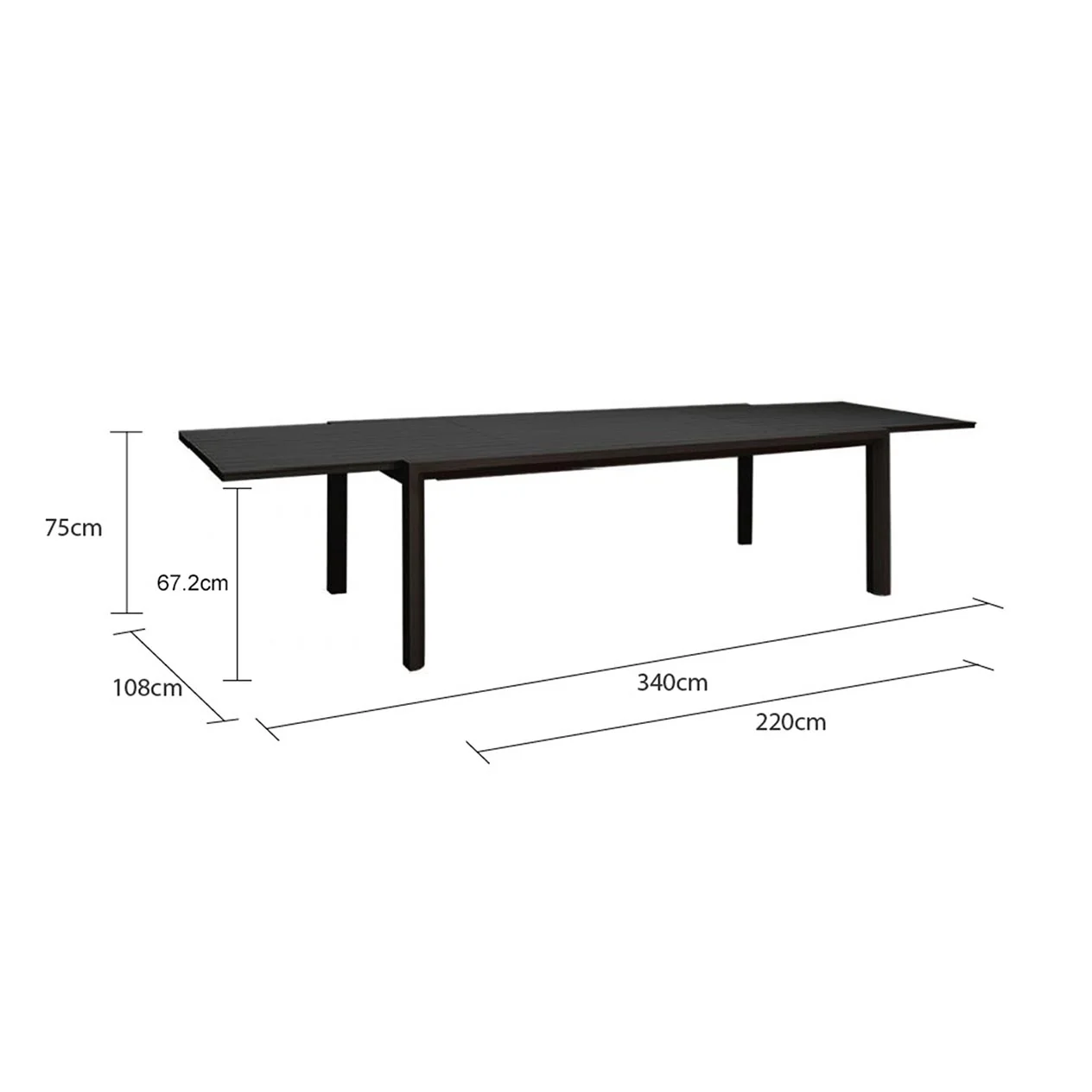 Coda Outdoor Aluminium Extension Dining Table 220/340 cm - Image 9