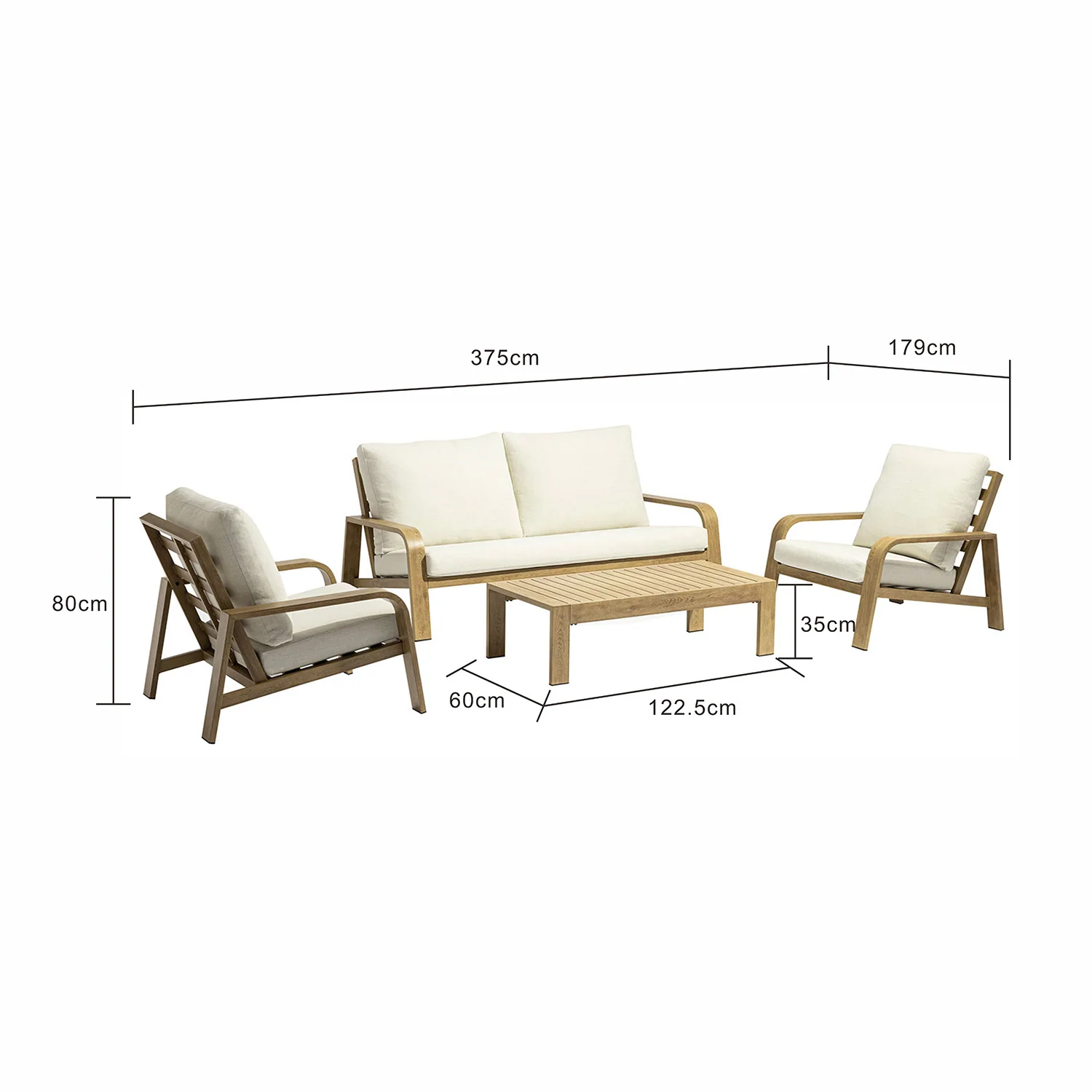 Colorado 4 Seater Aluminium Outdoor Lounge Setting With Coffee Table 123 cm - Image 14