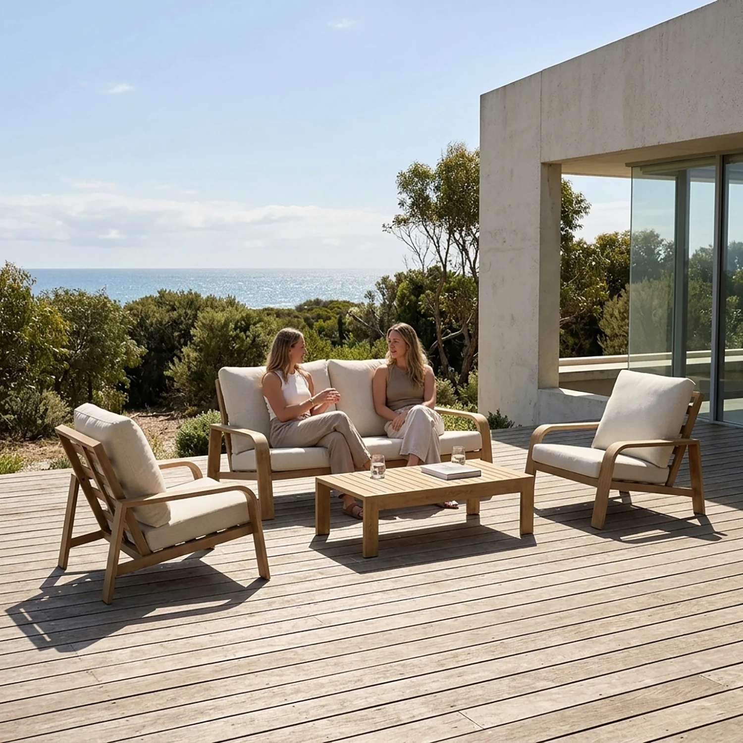 Colorado 4 Seater Aluminium Outdoor Lounge Setting With Coffee Table 123 cm - Image 2