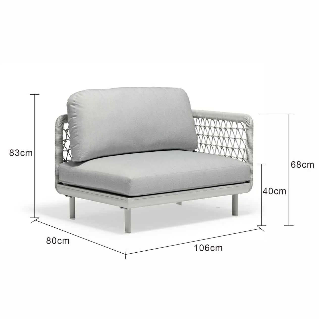 Colwood Outdoor Rope End Chair with Left Arm - Image 3