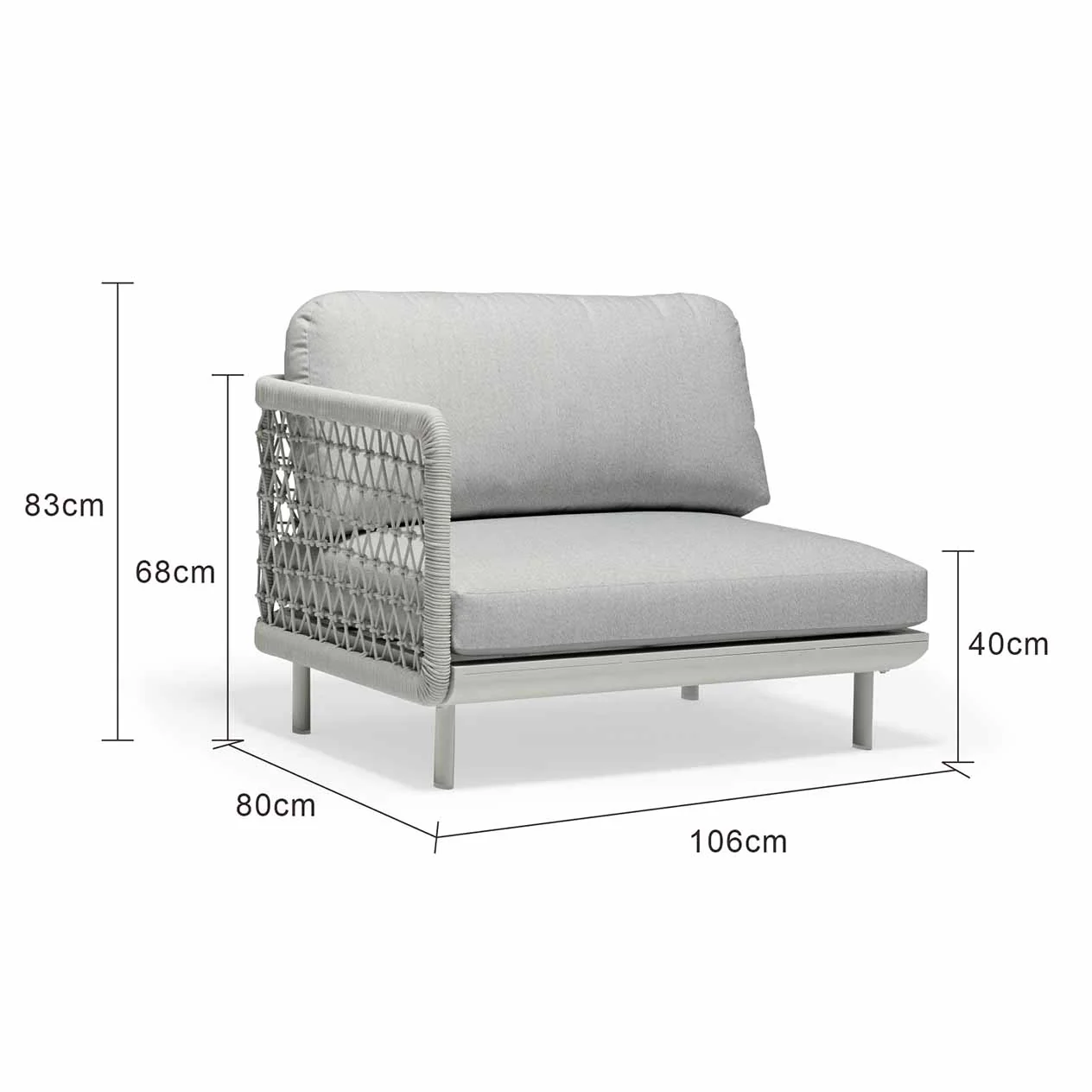 Colwood Outdoor Rope End Chair with Right Arm - Image 3