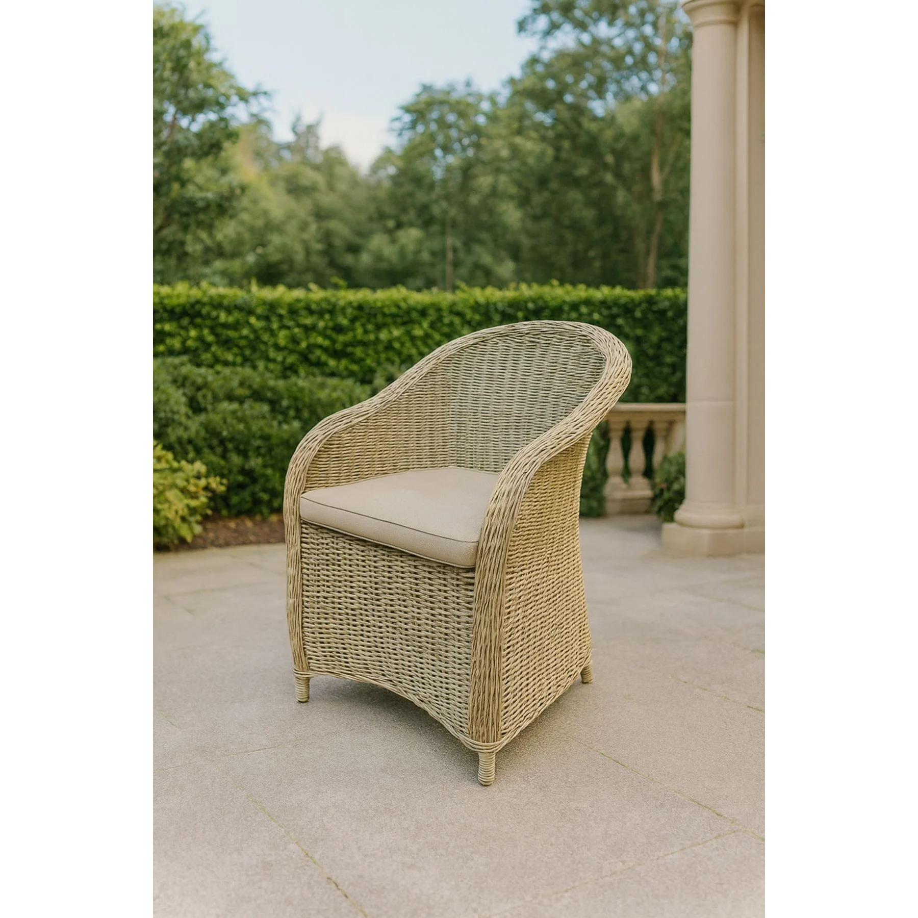 Durham Wicker Outdoor Dining Chair - Image 2