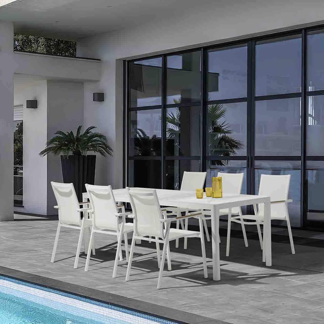 Ella Outdoor Aluminium Dining Table with Ceramic Glass Top 180 cm - Image 2