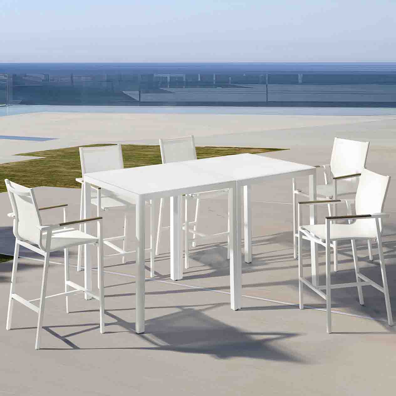 Ella Outdoor Aluminium Square Bar Table with Ceramic Glass Top 90 cm - Image 2