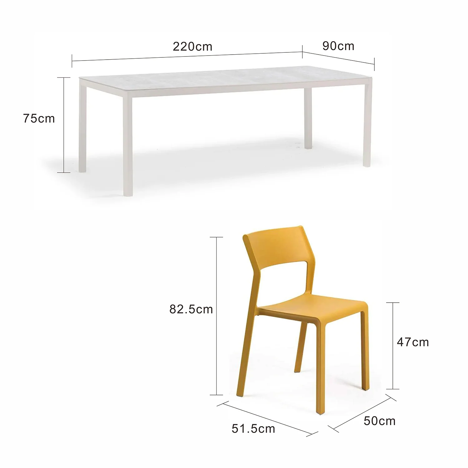 Ella Table Trill Armless Chair Outdoor Dining Setting - Image 15