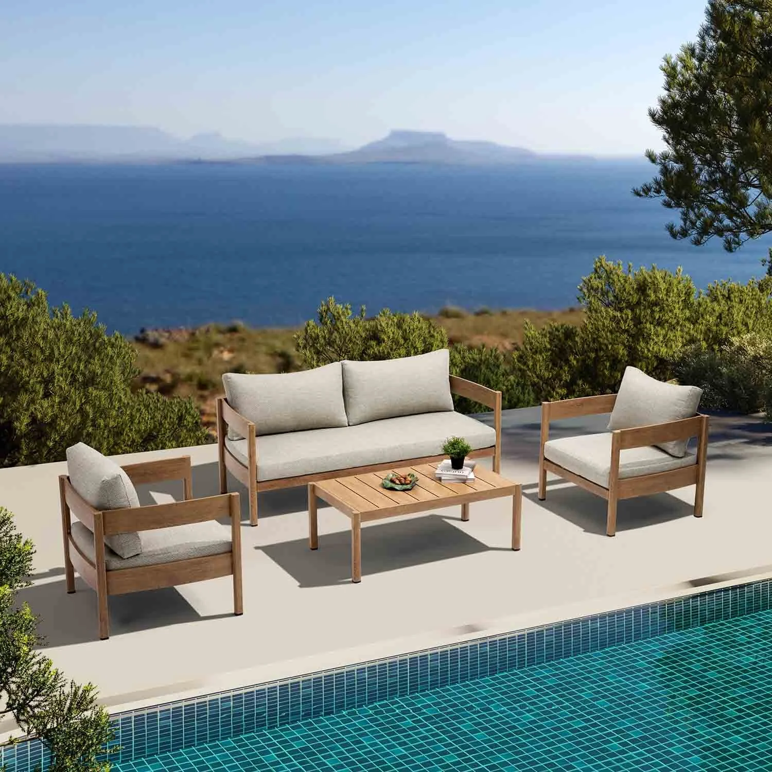 Fernlea 4 Seater Aluminium Outdoor Lounge Setting With Coffee Table 110 cm - Image 2
