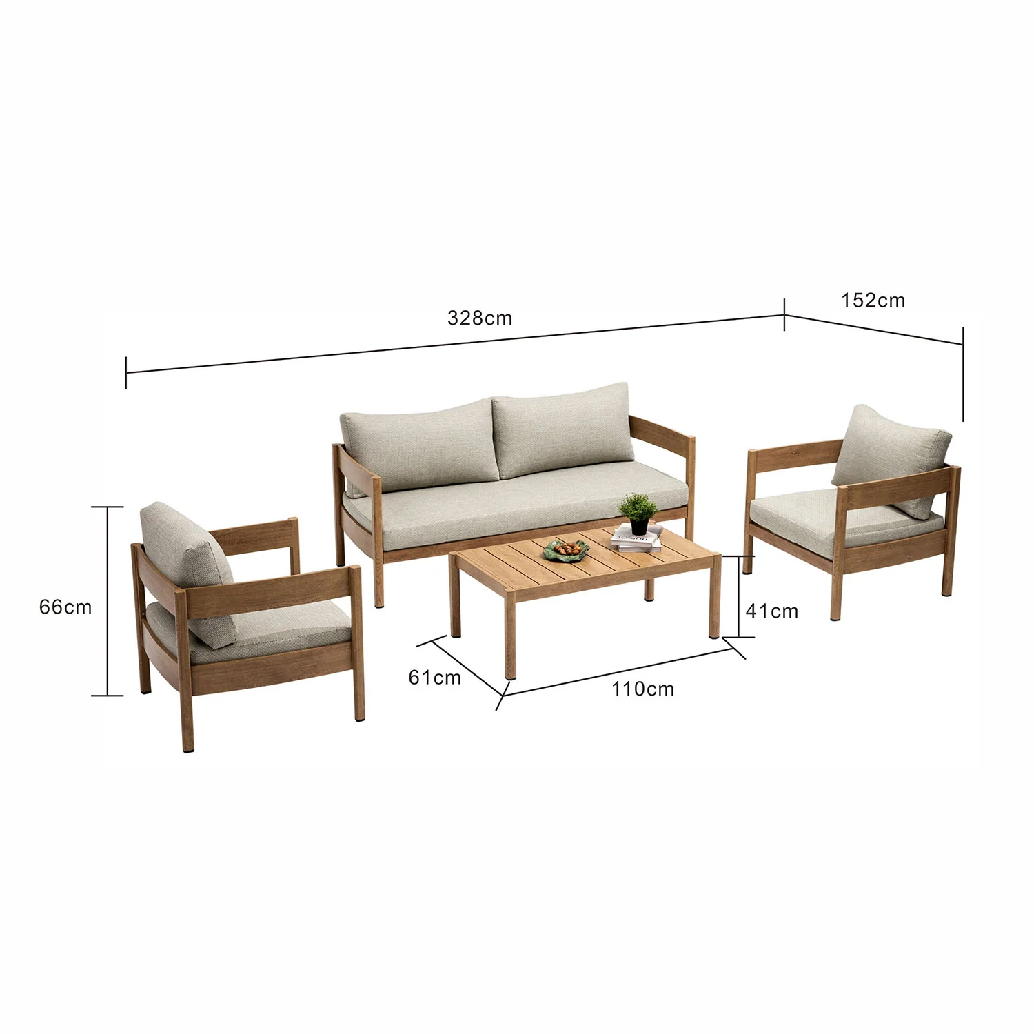 Fernlea 4 Seater Aluminium Outdoor Lounge Setting With Coffee Table 110 cm - Image 20