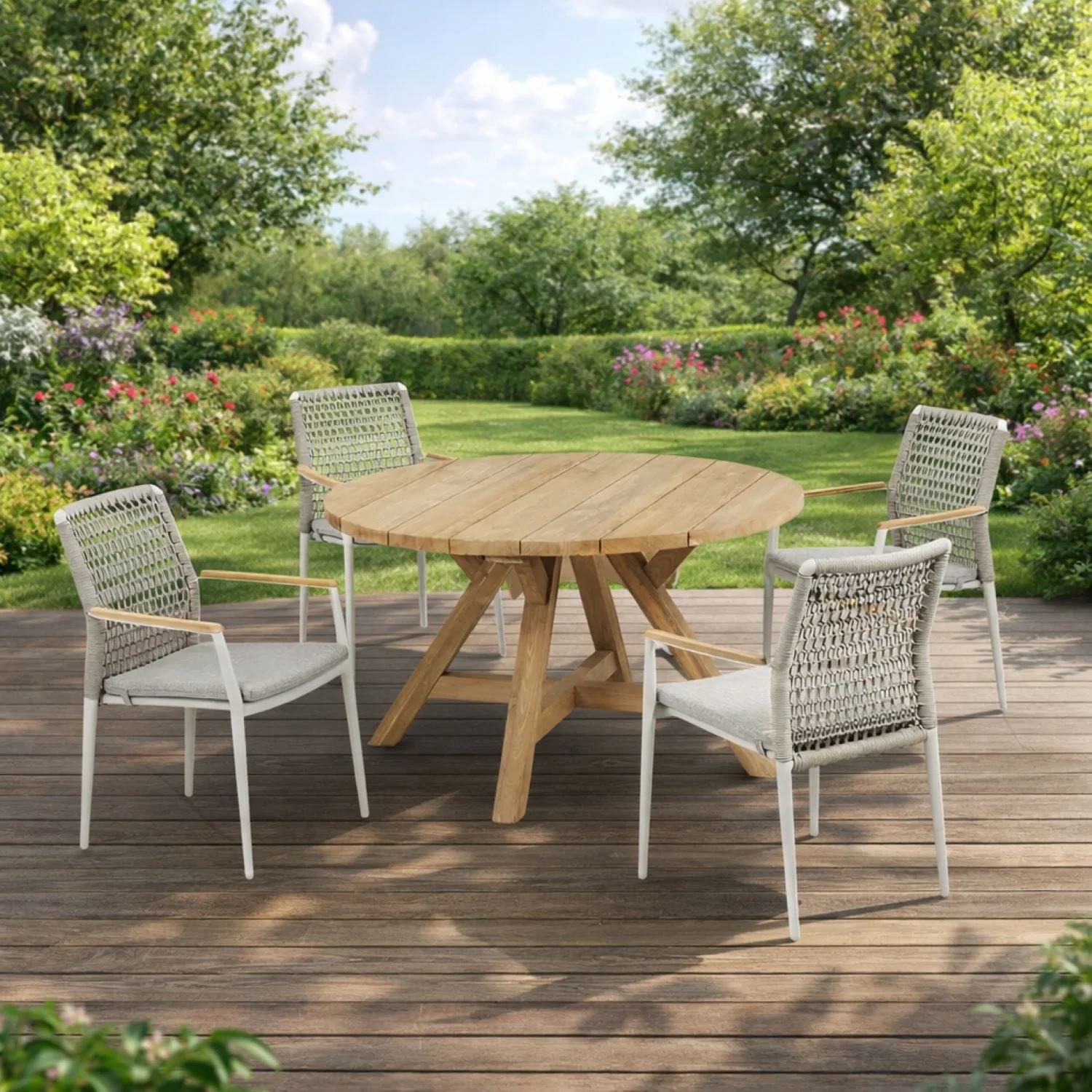 Grace 130 cm Table Anchorage Chair Outdoor Dining Setting - Image 2