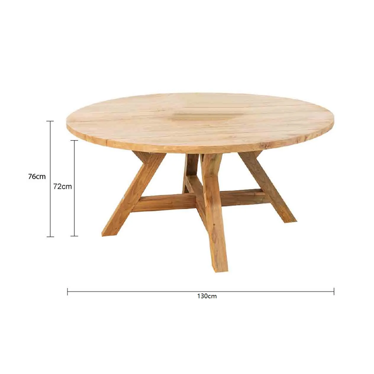 Grace Outdoor Recycled Teak Round Dining Table 130 cm - Image 2