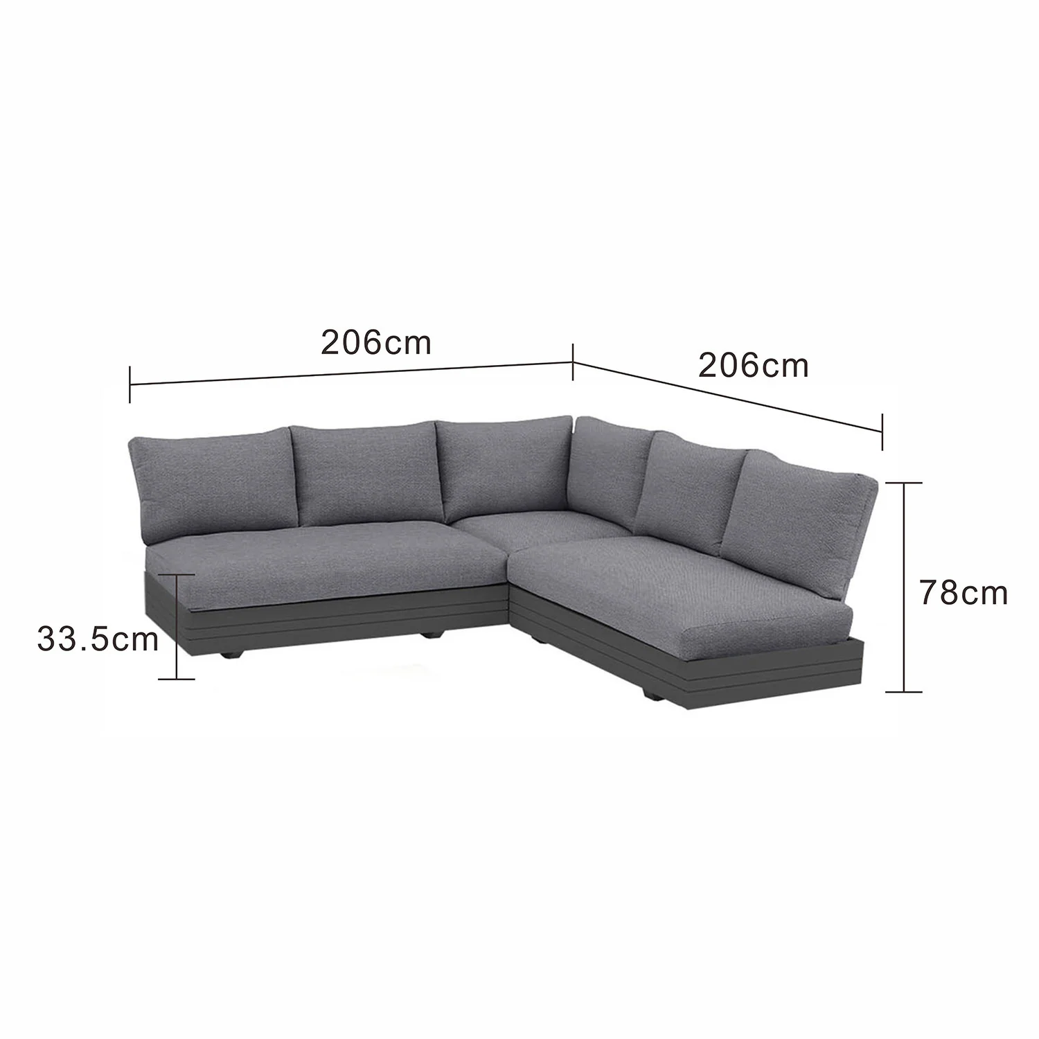 Hannover II 5 Seater Aluminium Outdoor Modular Lounge - Image 14