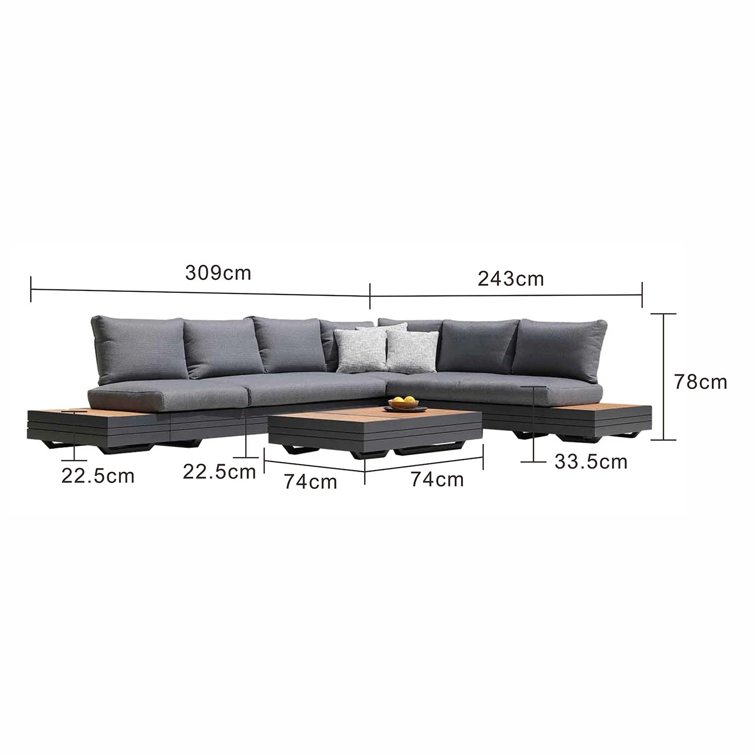 Hannover II 6 Seater Aluminium Outdoor Modular Lounge With Coffee Table - Image 28