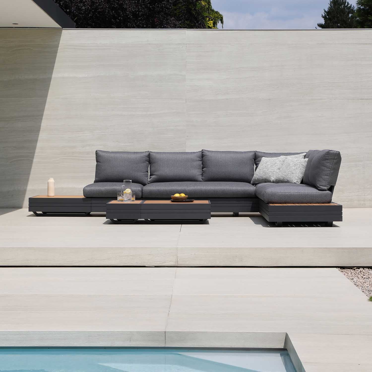 Hannover II 5 Seater Aluminium Outdoor Modular Lounge With Coffee Table - Image 19