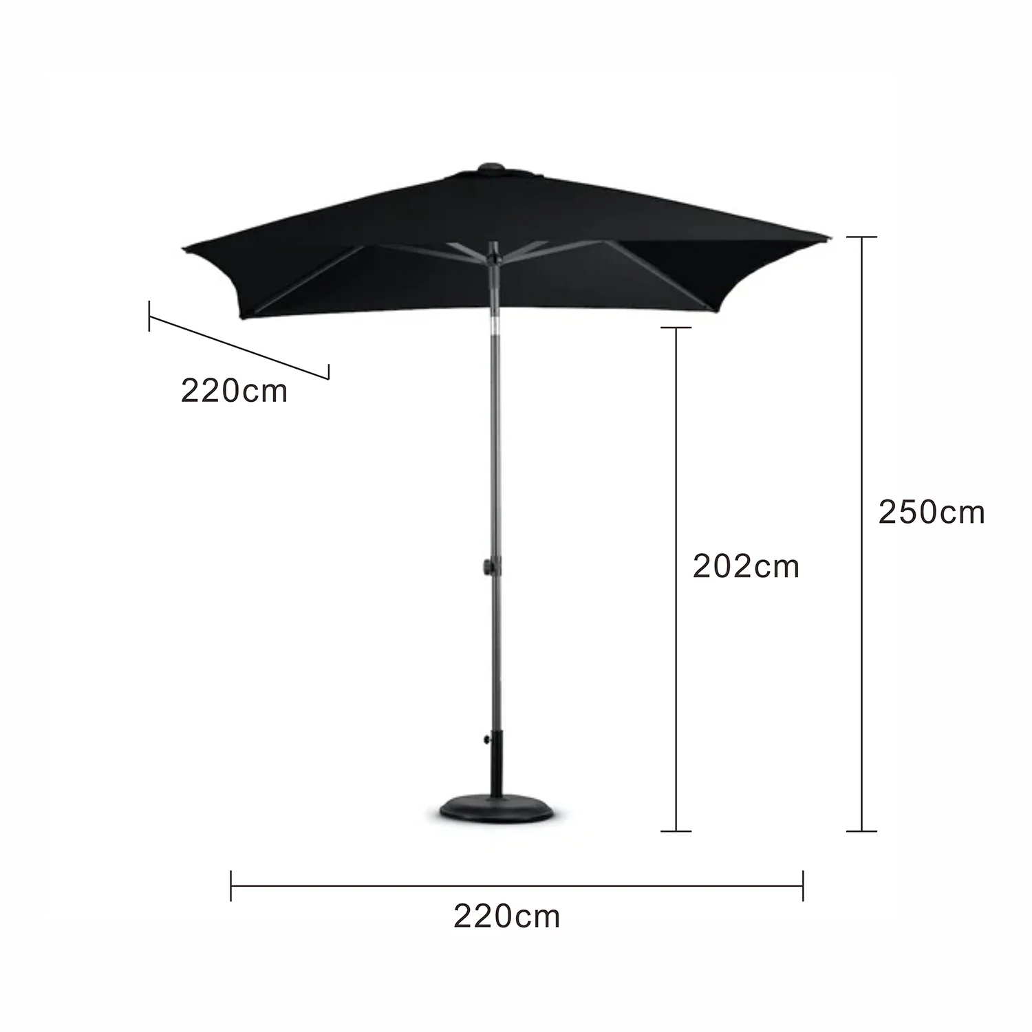 Harbord Outdoor Centrepost Square Umbrella 220 cm - Image 4