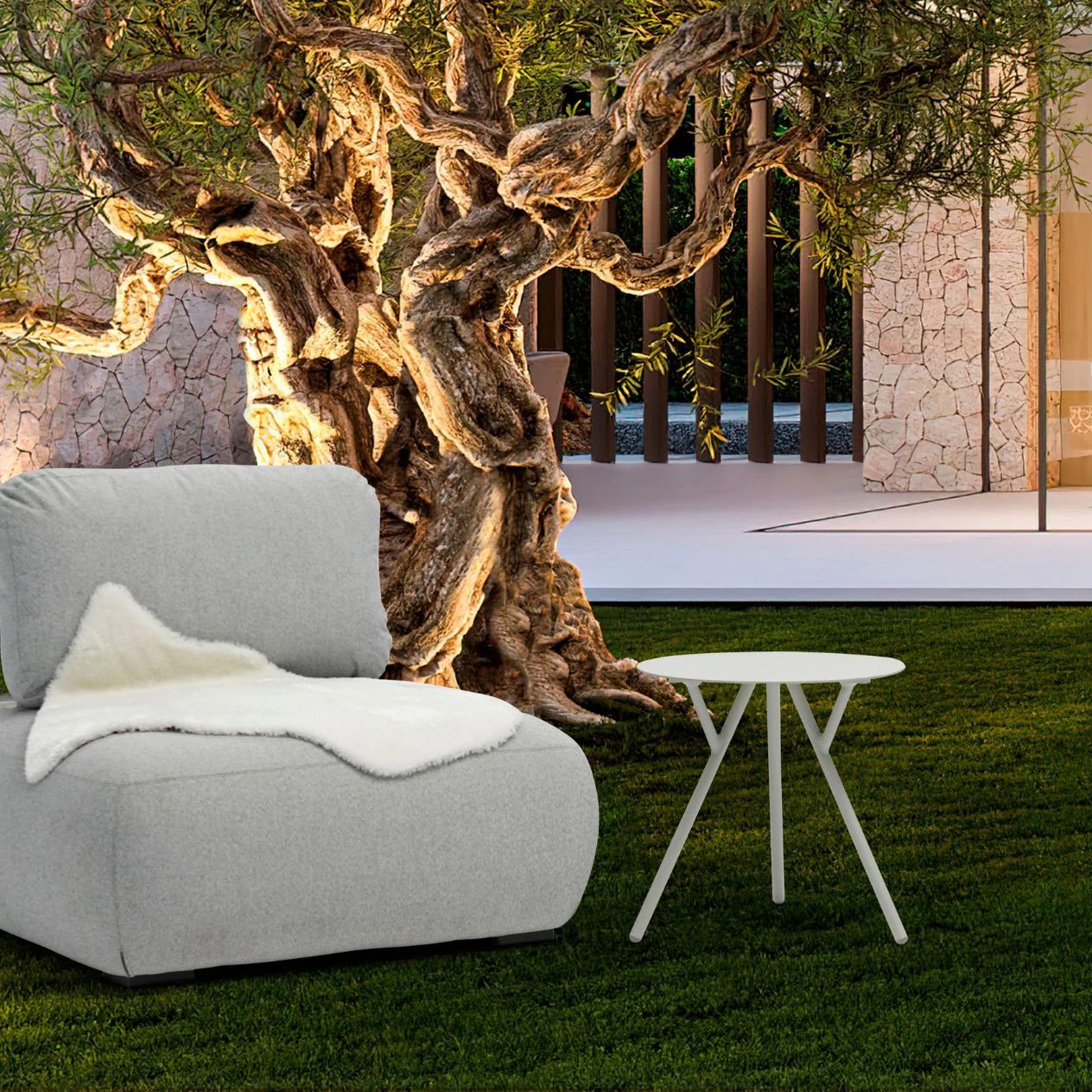 Iowa Outdoor Aluminium Round Side Table 50 cm - Image 11