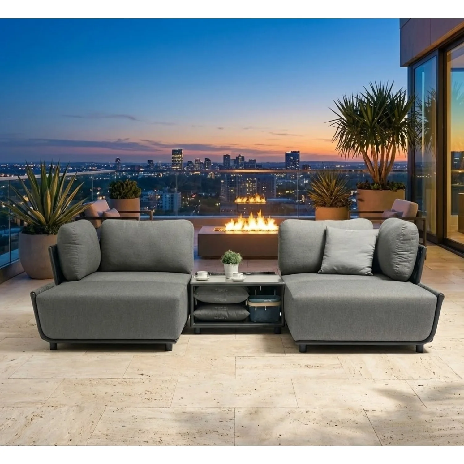 Lawson 4 Seater Outdoor Rope Modular Lounge Setting - Image 2