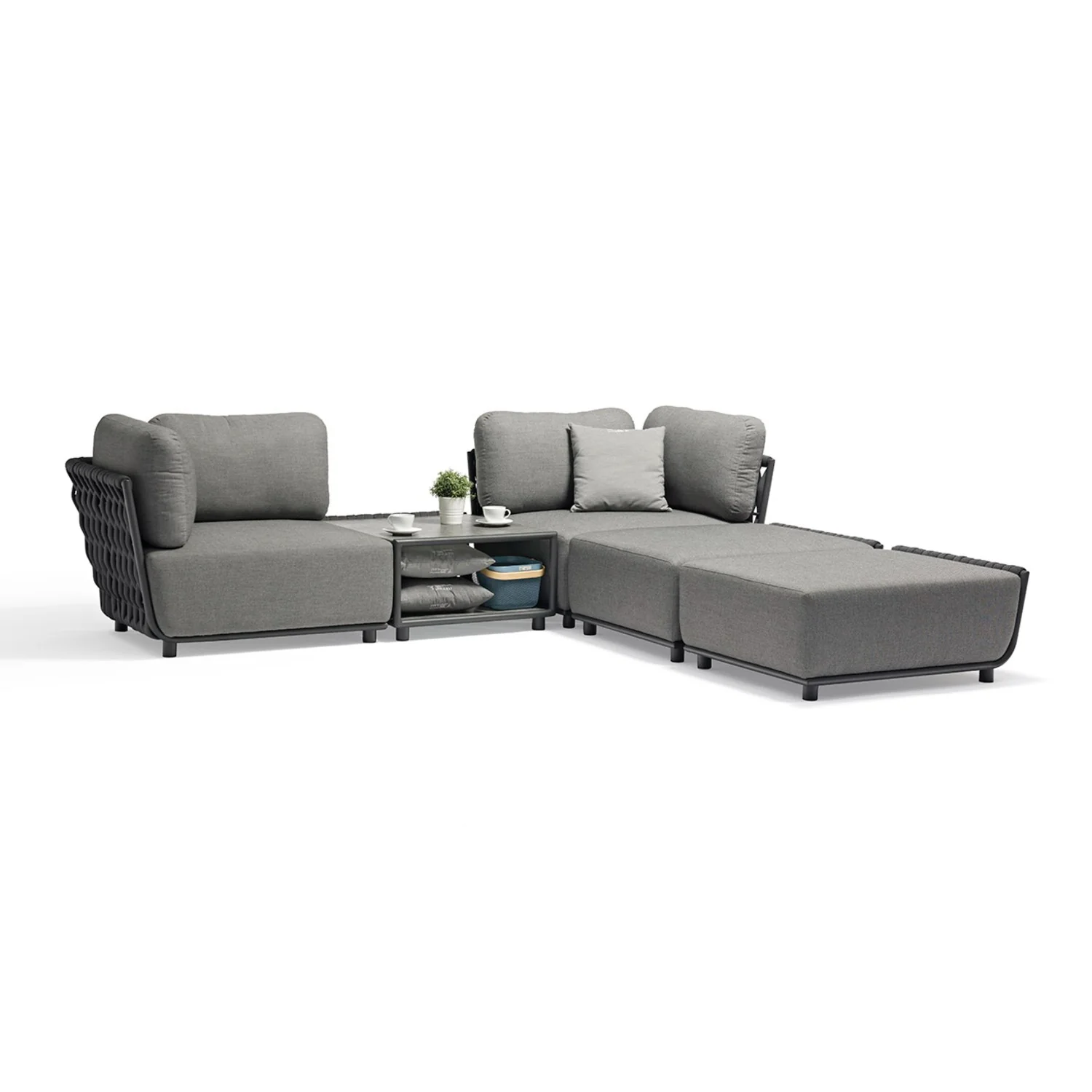 Lawson 4 Seater Outdoor Rope Modular Lounge Setting - Image 3
