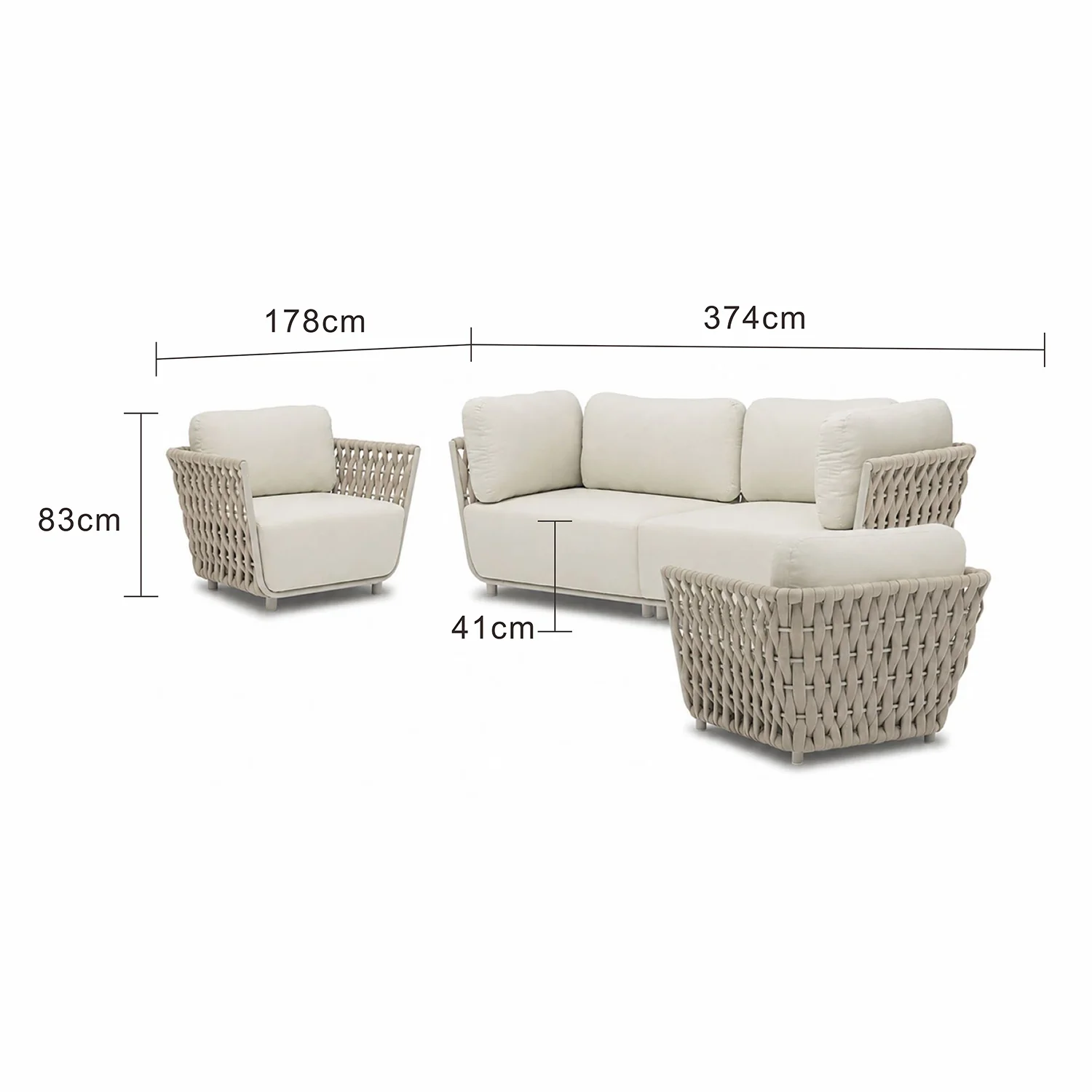 Lawson 4 Seater Rope Outdoor Lounge Setting - Image 17