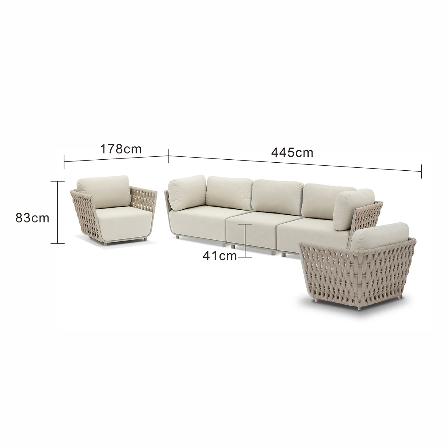 Lawson 5 Seater Rope Outdoor Lounge Setting - Image 21