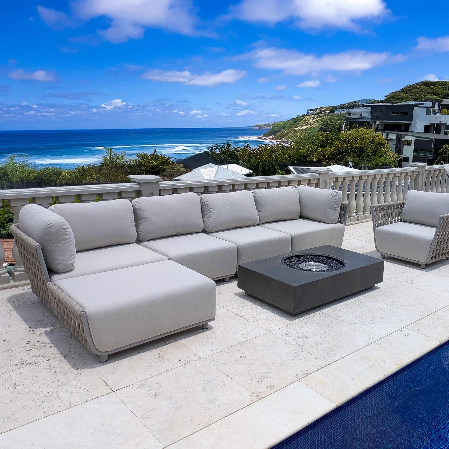 Lawson 6 Seater Outdoor Rope Modular Lounge Setting - Image 8