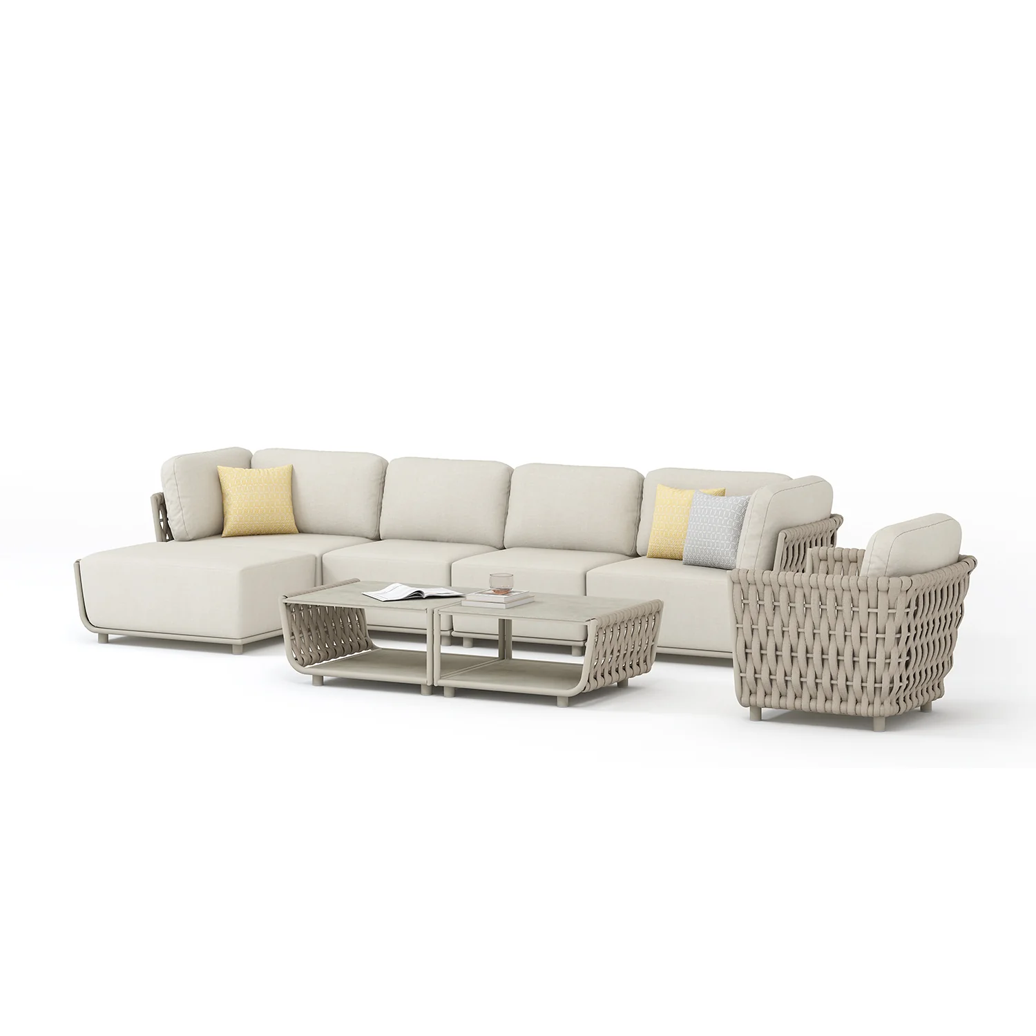Lawson 6 Seater Outdoor Rope Modular Lounge Setting
