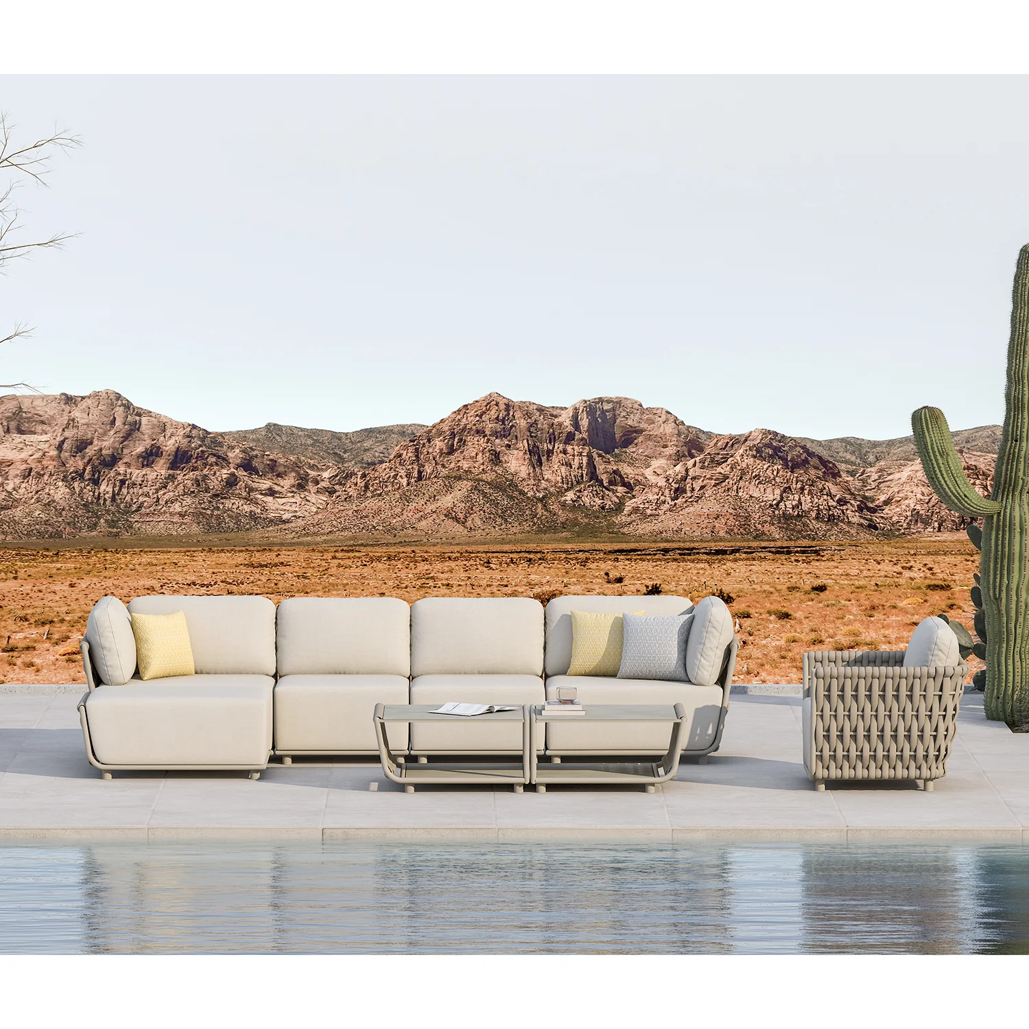 Lawson 6 Seater Outdoor Rope Modular Lounge Setting - Image 2