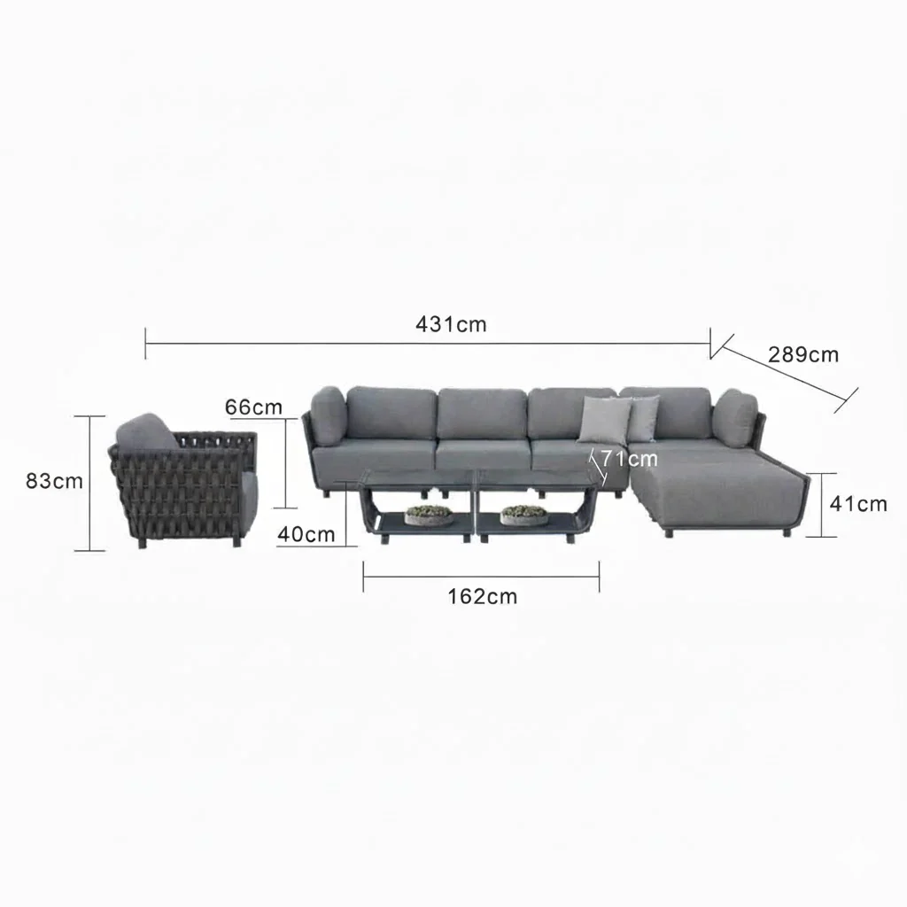 Lawson 7 Seater Outdoor Rope Modular Lounge Setting - Image 37