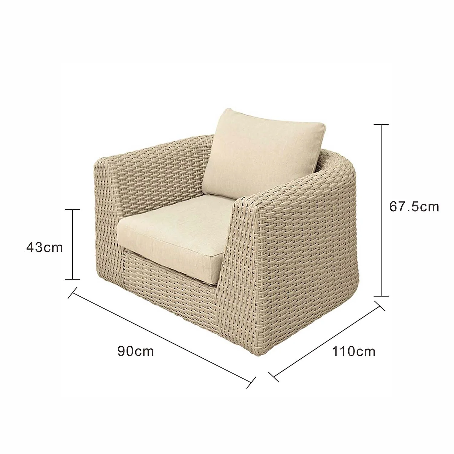 Lichfield Wicker Outdoor Armchair - Image 3