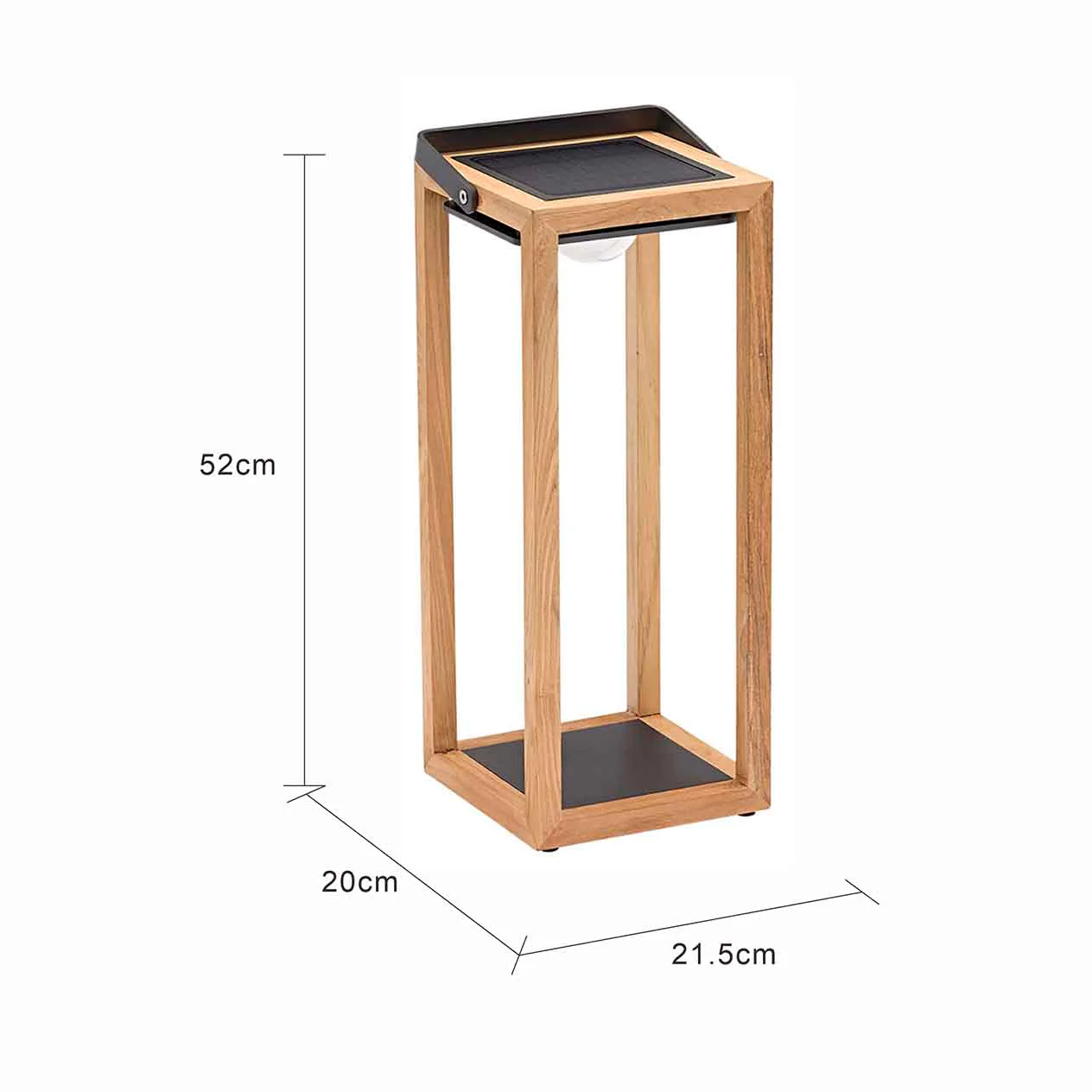 Lincoln Outdoor Teak Solar Lamp Large - Image 8