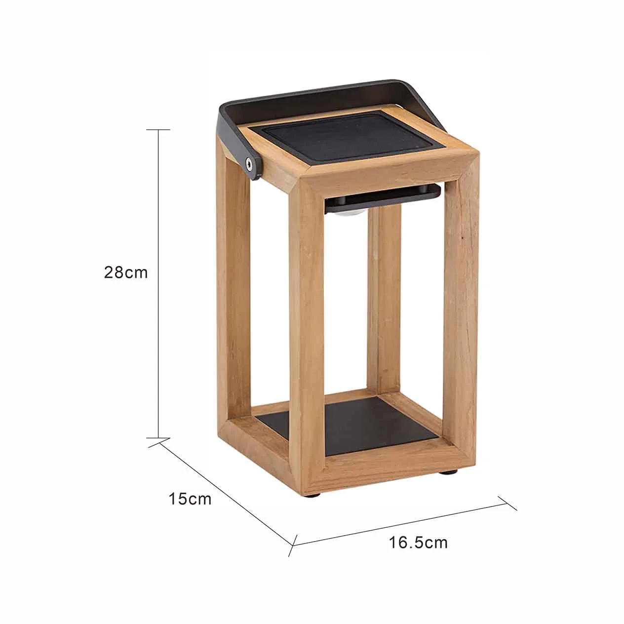 Lincoln Outdoor Teak Solar Lamp Small - Image 8