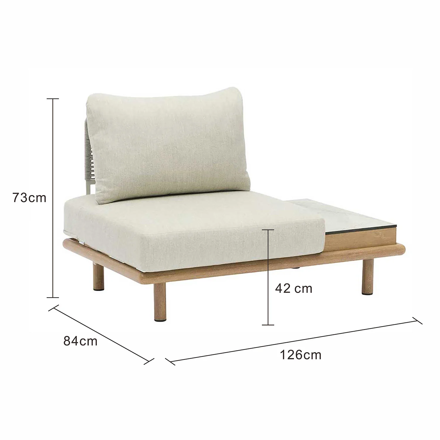 Merritt Outdoor Aluminium Lounge with High-pressure Laminate Side Table - Image 7