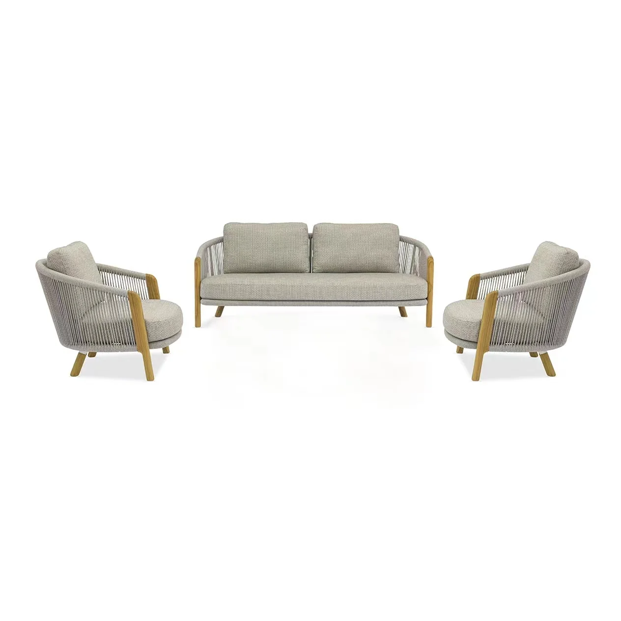Milano 4 Seater Outdoor Teak and Rope Lounge