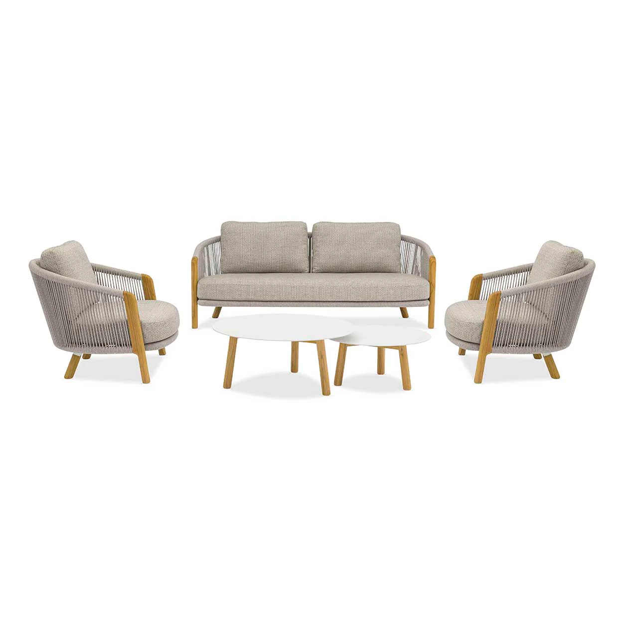 Milano 4 Seater Outdoor Teak and Rope Lounge with Coffee Table Set