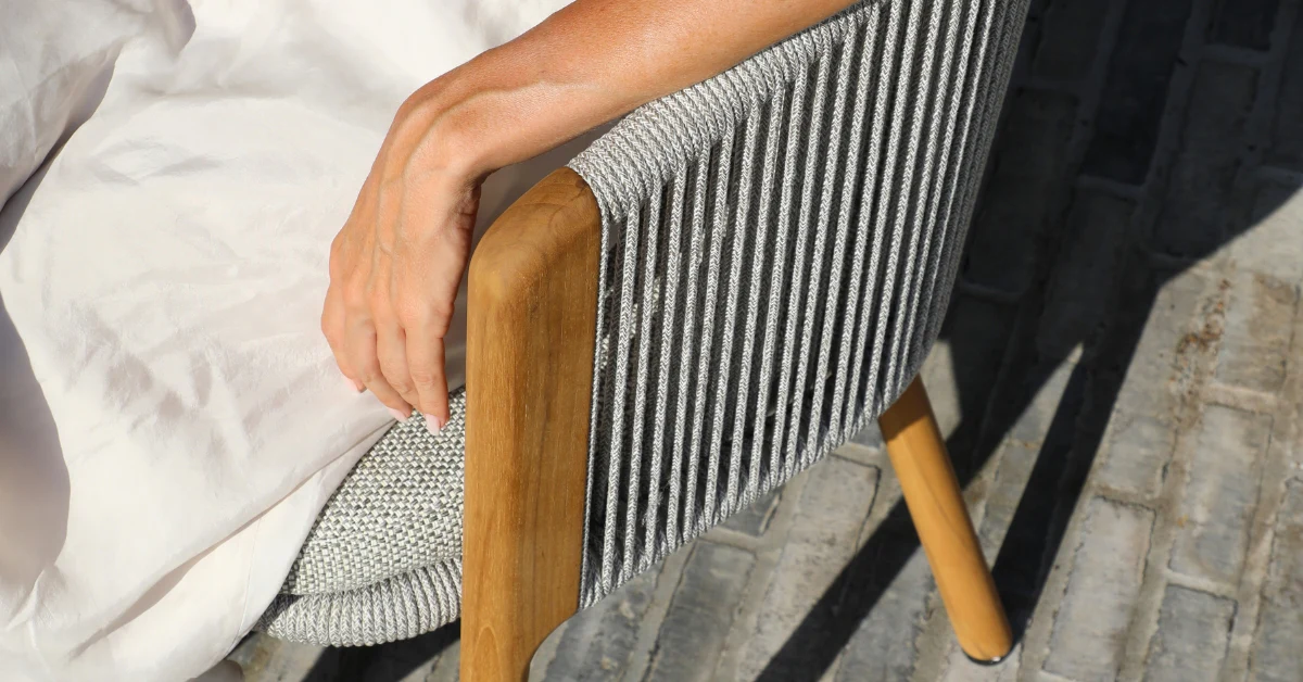Milano 5 Seater Outdoor Teak and Rope Lounge - Image 9
