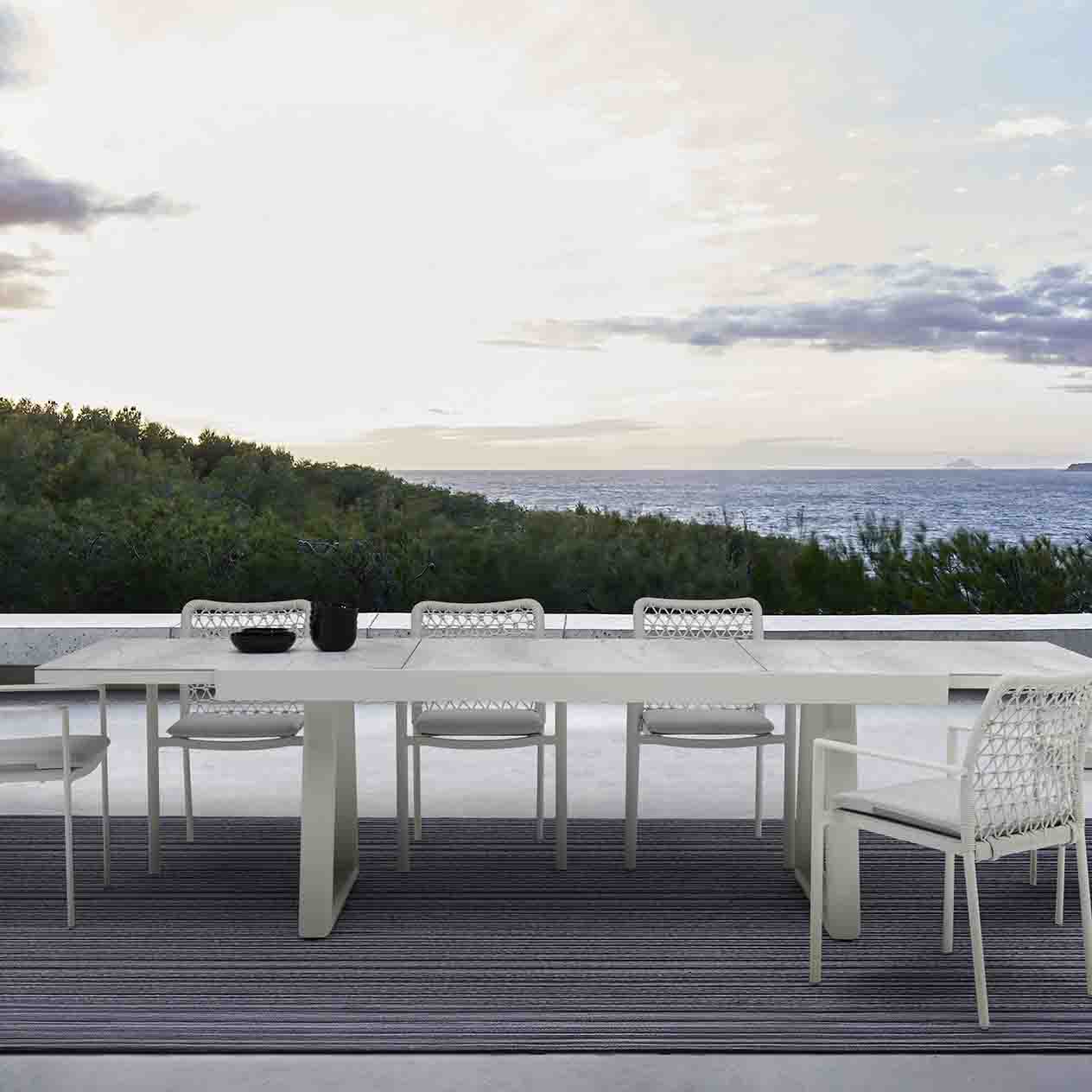 Mykonos Outdoor Aluminium Extension Table with Ceramic Glass Top - Image 8