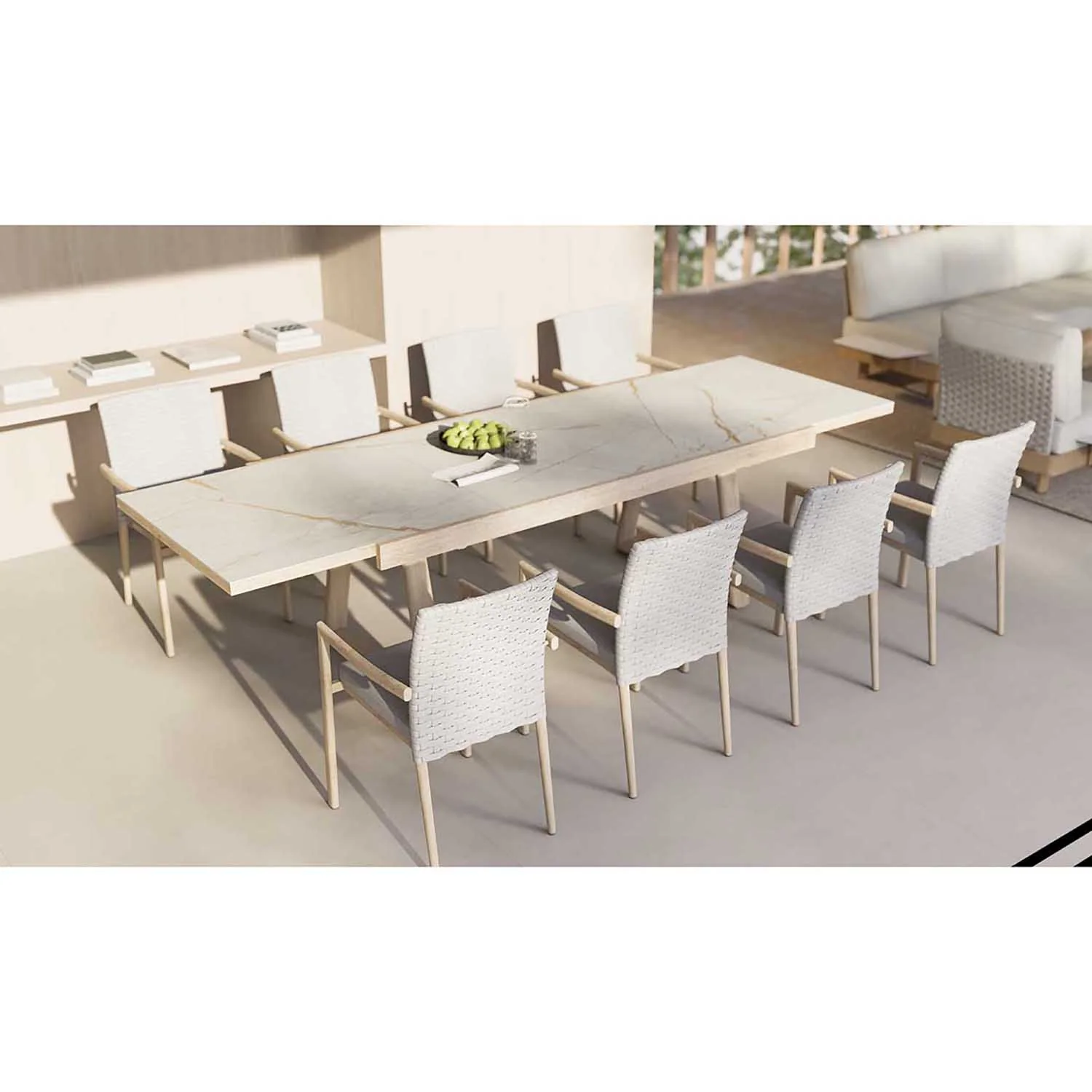 Mykonos Outdoor Aluminium Extension Table with High-pressure Laminate Top - Image 6